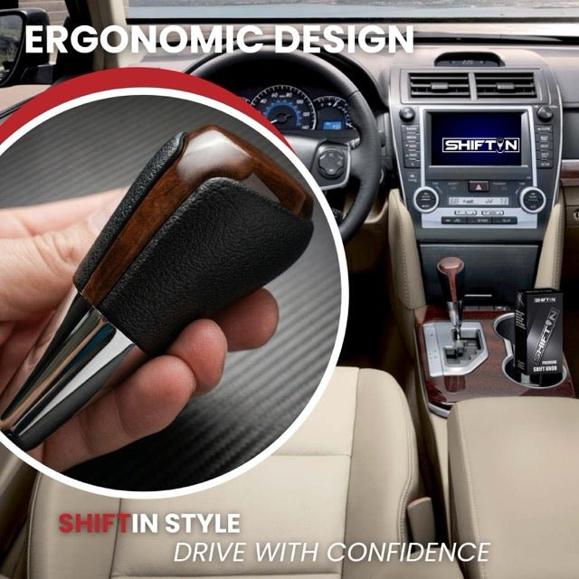 Gear Shift Knob Shifter for Toyota and Lexus Sedan Car Camry (2012-2014) Rav4 (2013-2018) Yaris (2015-2018)-Brown-Wood