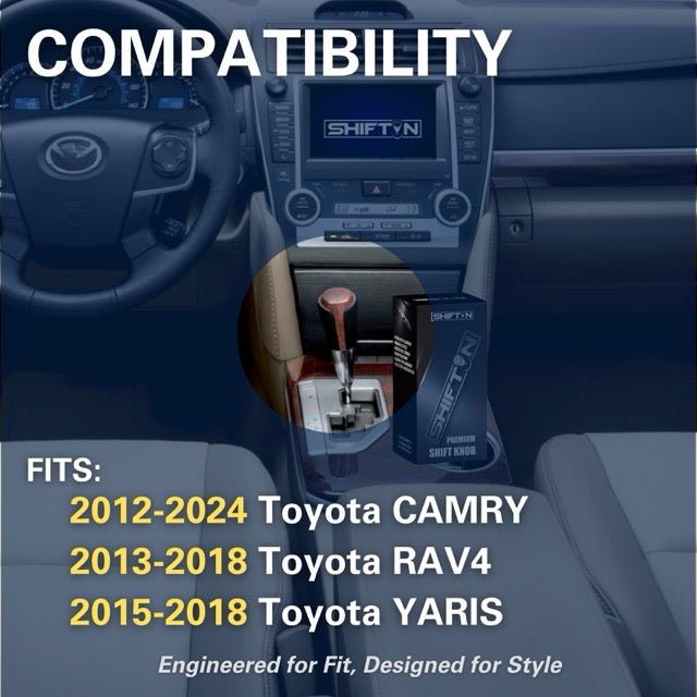 Gear Shift Knob Shifter for Toyota and Lexus Sedan Car Camry (2012-2014) Rav4 (2013-2018) Yaris (2015-2018)-Brown-Wood