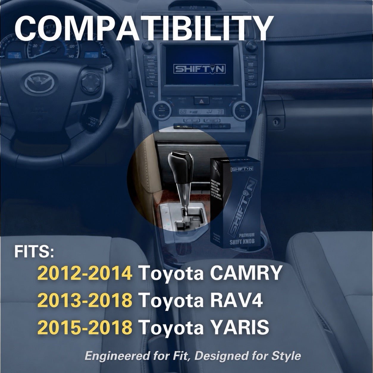 Replacement Gear Shift Knob for Toyota Camry (2012-2014) Rav4 (2013-2018) Yaris (2015-2018) - TBPB