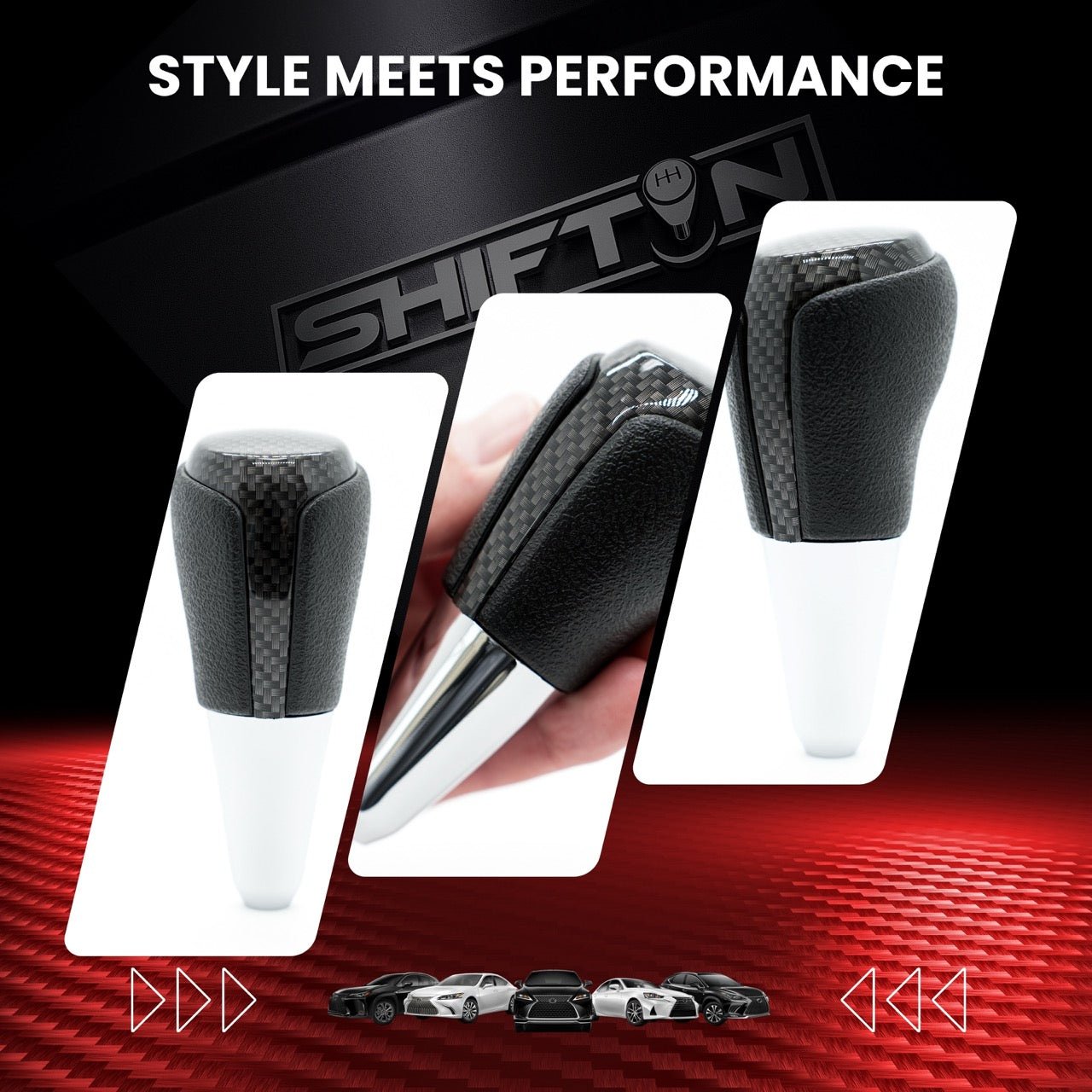 Gear Shift Knob Shifter for Toyota and Lexus Sedan Car Camry (2012-2014) Rav4 (2013-2018) Yaris (2015-2018)-Carbon-Fiber