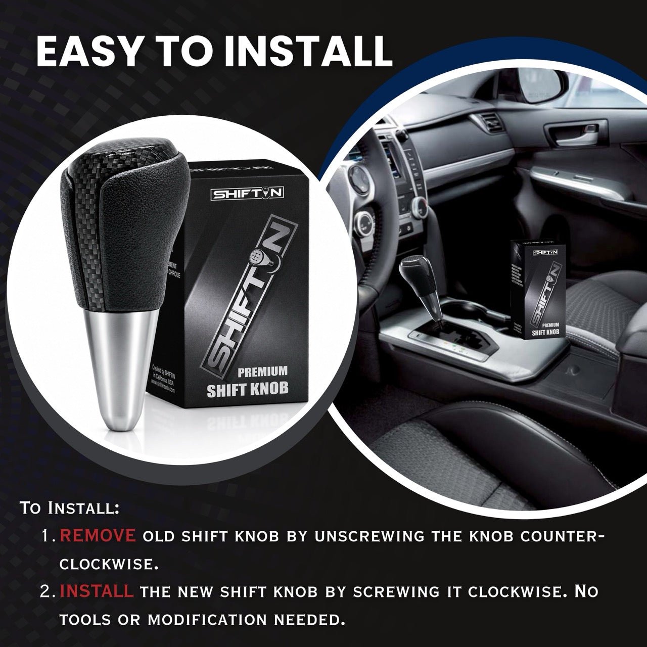 Gear Shift Knob Shifter for Toyota and Lexus Sedan Car Camry (2012-2014) Rav4 (2013-2018) Yaris (2015-2018)-Carbon-Fiber
