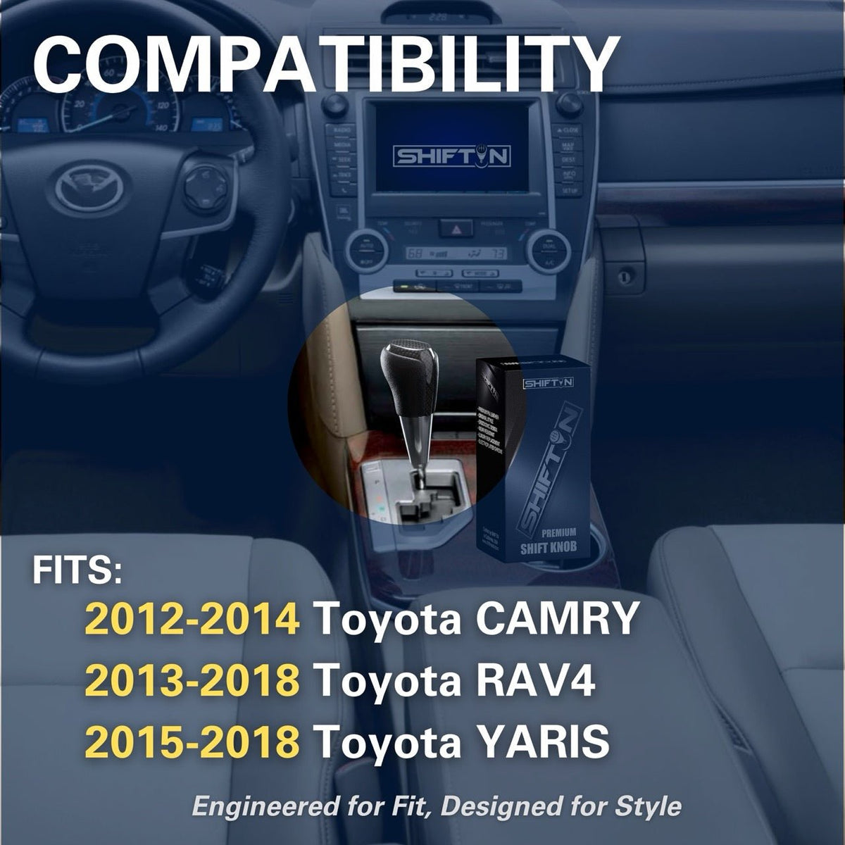 Gear Shift Knob Shifter for Toyota and Lexus Sedan Car Camry (2012-2014) Rav4 (2013-2018) Yaris (2015-2018)-Carbon-Fiber