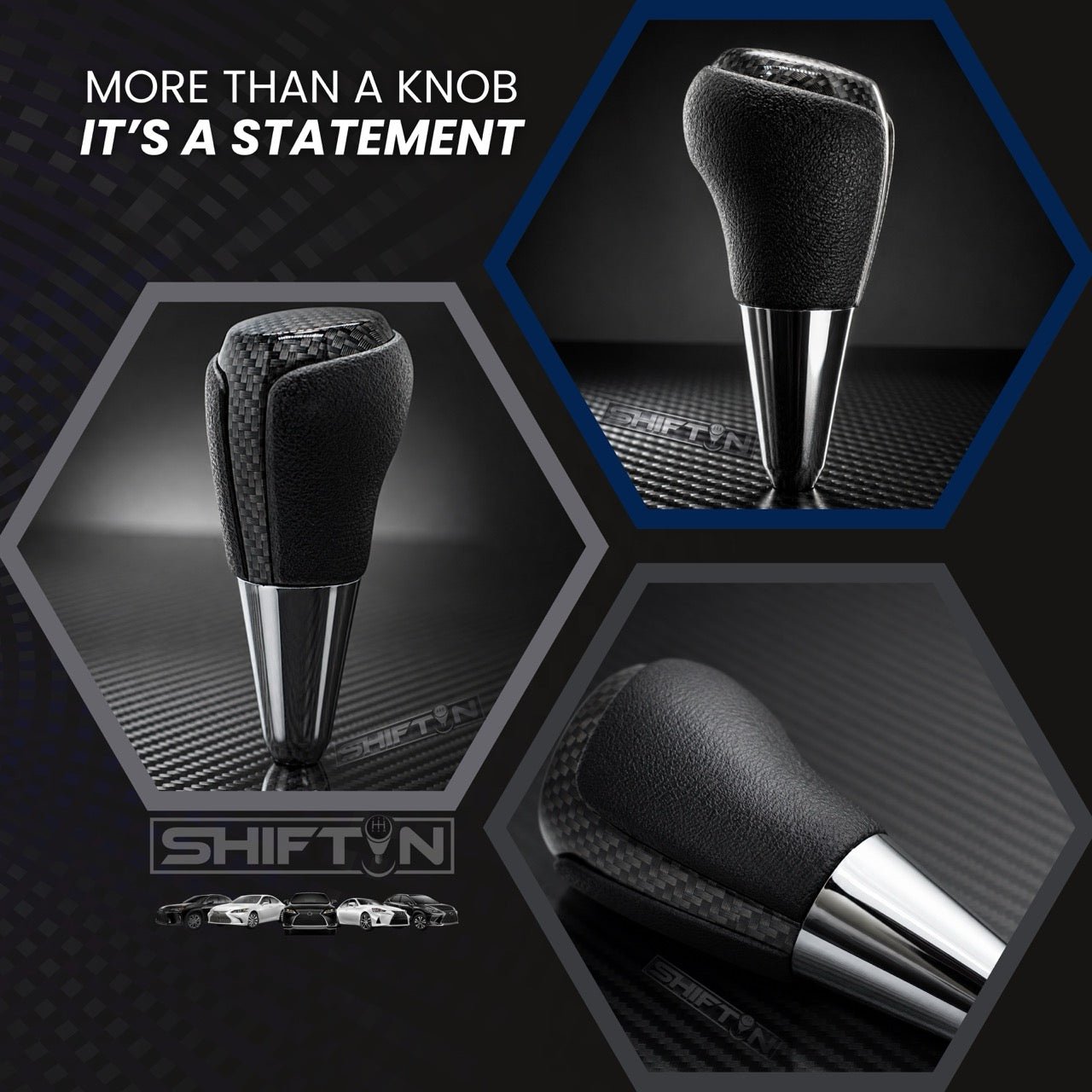 Gear Shift Knob Shifter for Toyota and Lexus Sedan Car Camry (2012-2014) Rav4 (2013-2018) Yaris (2015-2018)-Carbon-Fiber