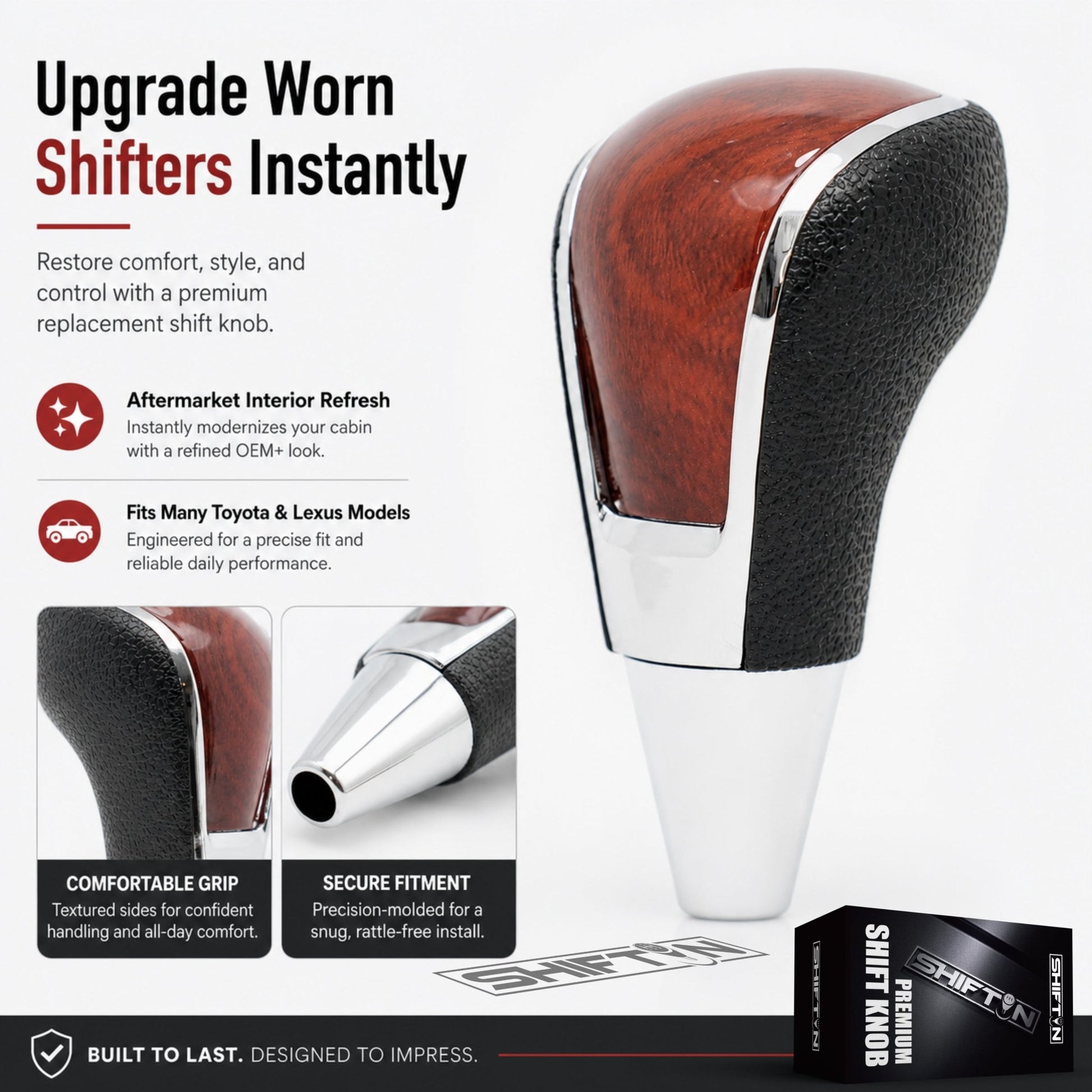 Replacement Gear Shift Knob for Toyota Lexus Scion Acura Mazda -VBWD