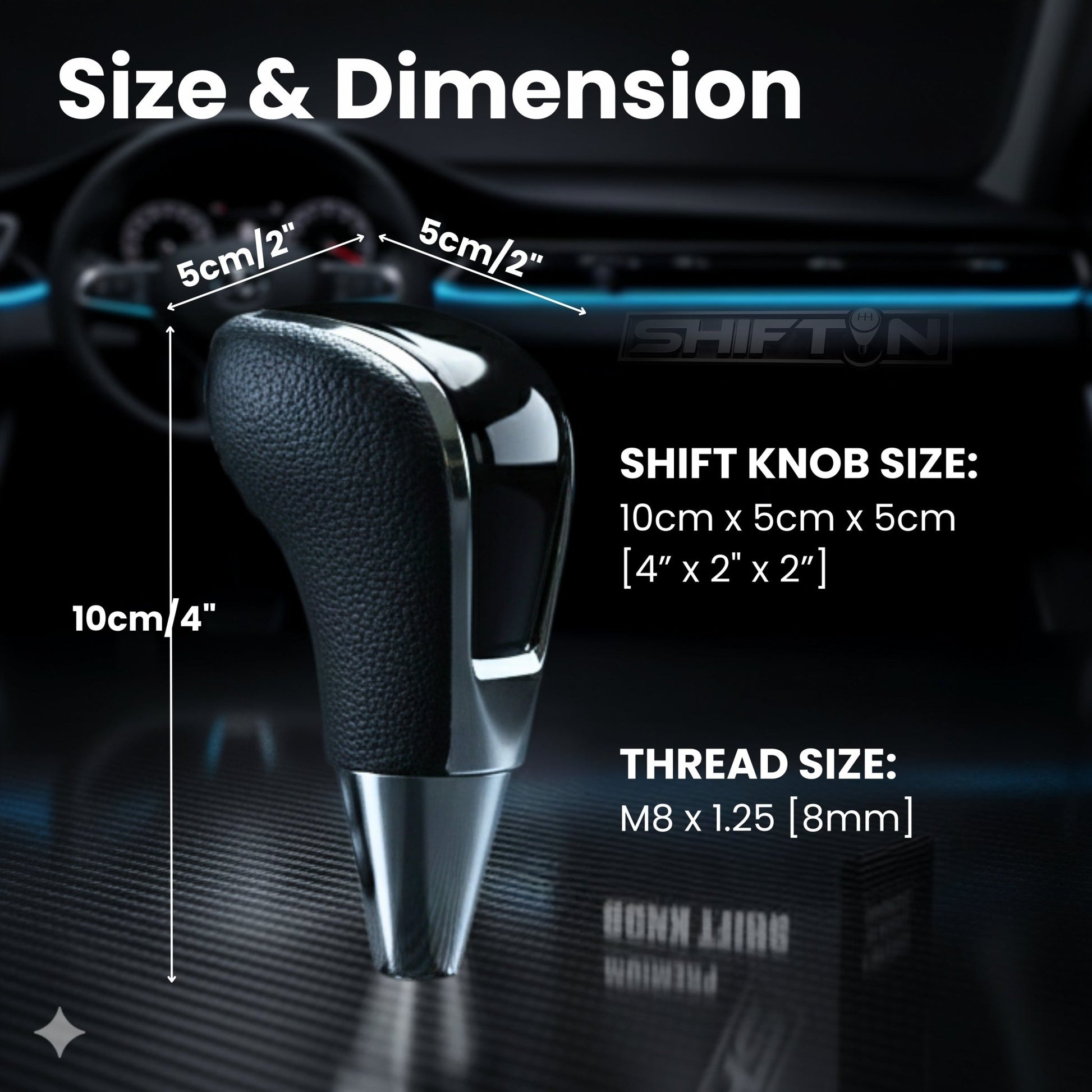 Replacement Gear Shift Knob for Toyota Lexus Scion Acura Mazda Chrysler Dodge with 8mm M8 Shifter in Black / Piano Black