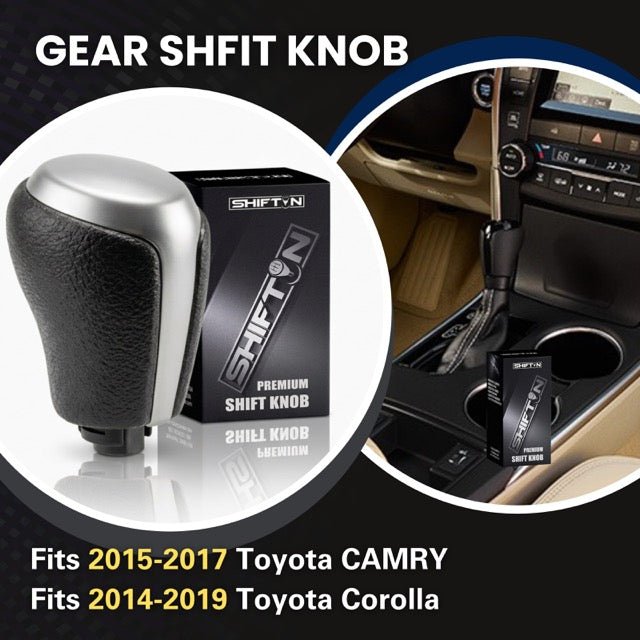 Gear Shift Knob for Toyota Camry (2015-2017) and Corolla (2014-2019)-Gray-Silver