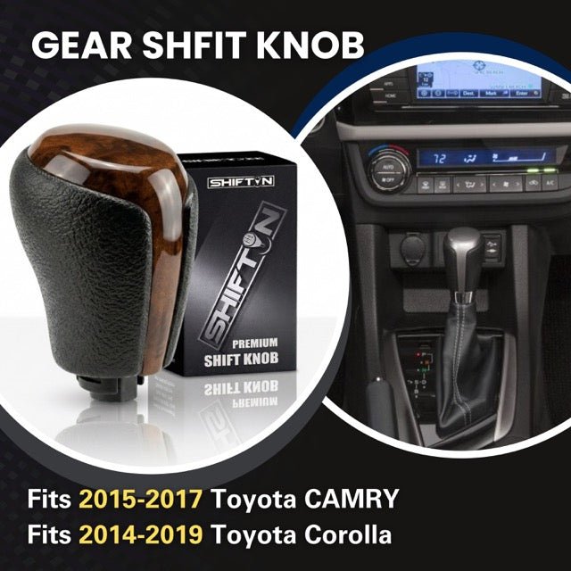 Gear Shift Knob for Toyota Camry (2015-2017) and Corolla (2014-2019)-Brown-Wood