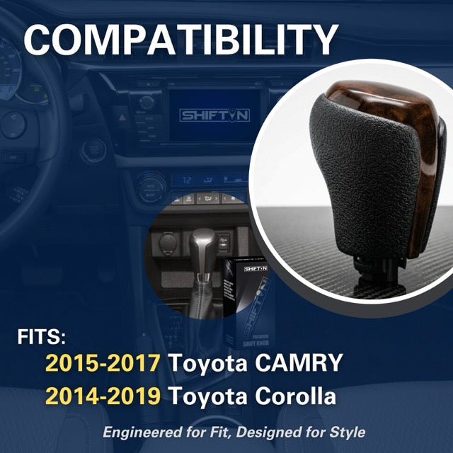 Gear Shift Knob for Toyota Camry (2015-2017) and Corolla (2014-2019)-Brown-Wood