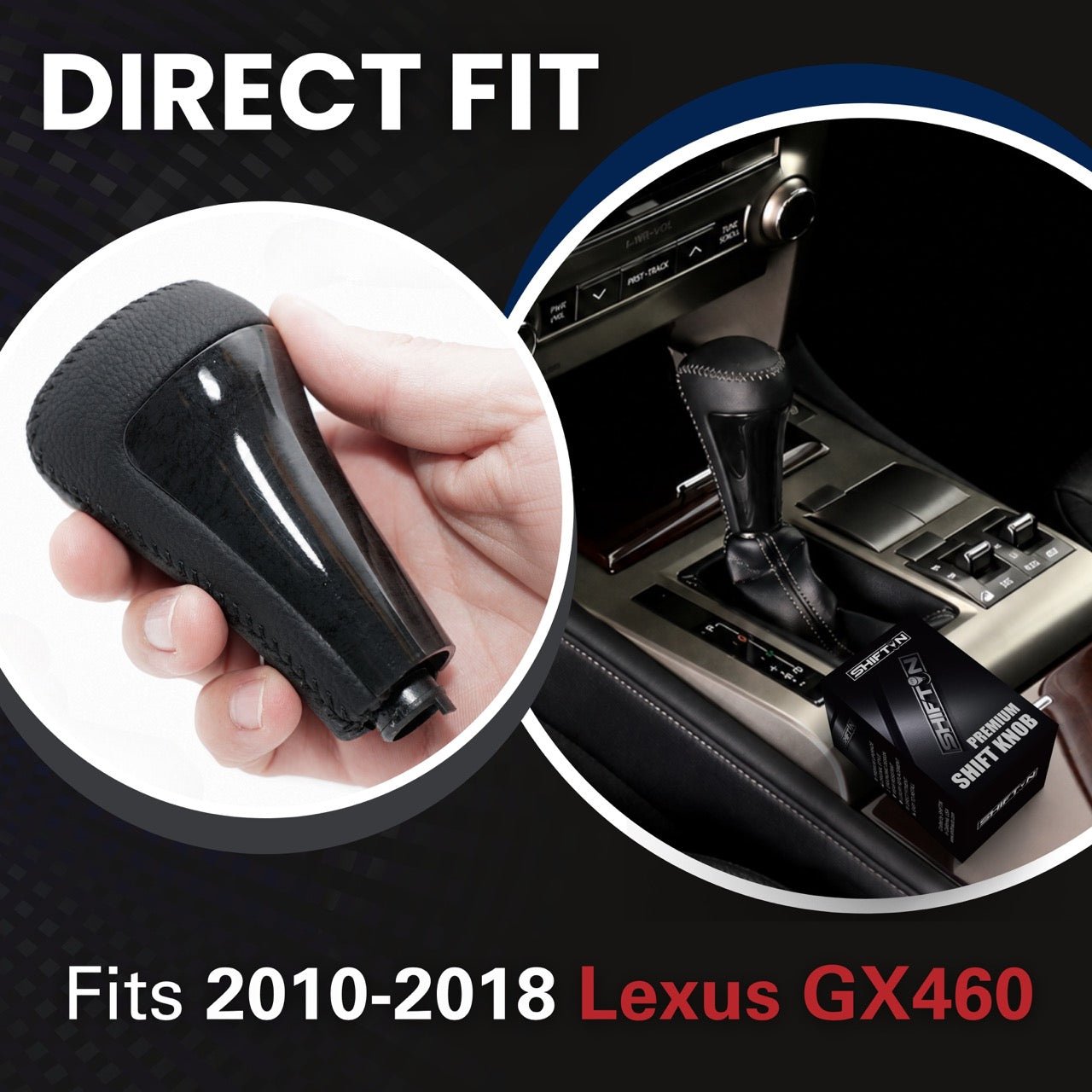 Replacement Gear Shift Knob Stick Shifter for Lexus GX460 2010-2018 GX-460-Black-Wood
