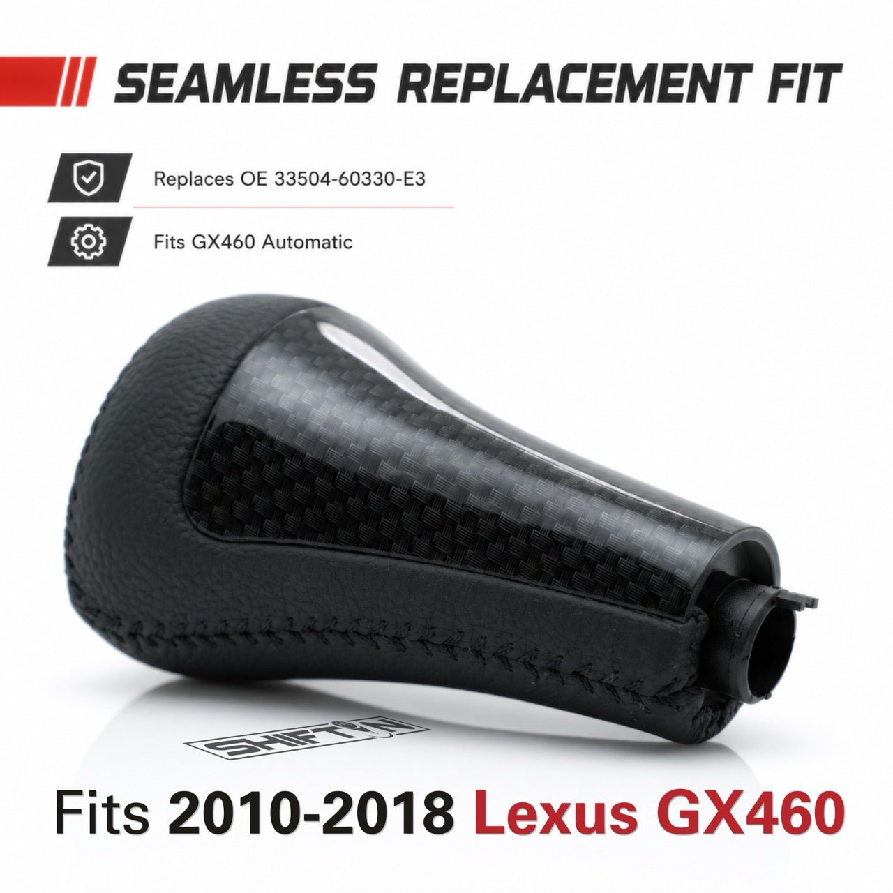 Replacement Gear Shift Knob Stick Shifter for Lexus GX460 2010-2018 GX-460-Carbon-Fiber