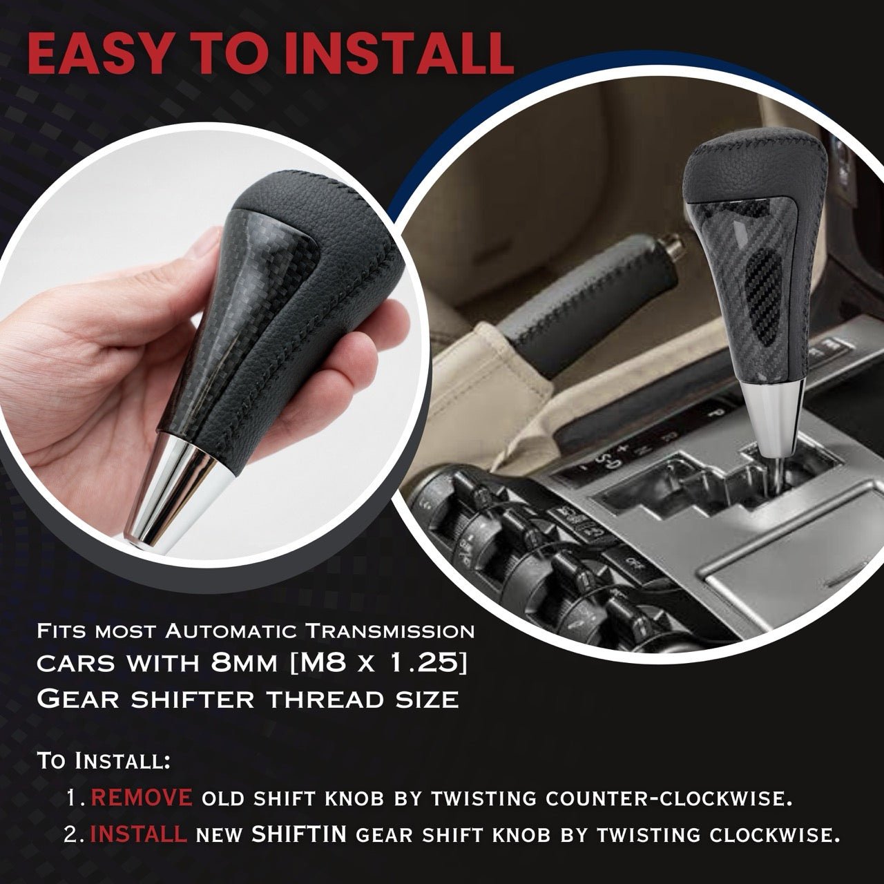 Gear Shift Knob Shifter for Lexus LX-570 2008-2015, Fits Toyota 4Runner Sequoia Tundra SUV Carbon Fiber