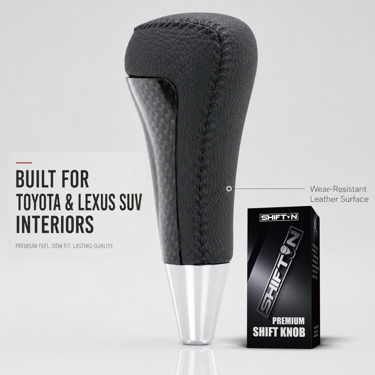Gear Shift Knob Shifter for Lexus LX-570 2008-2015, Fits Toyota 4Runner Sequoia Tundra SUV Carbon Fiber