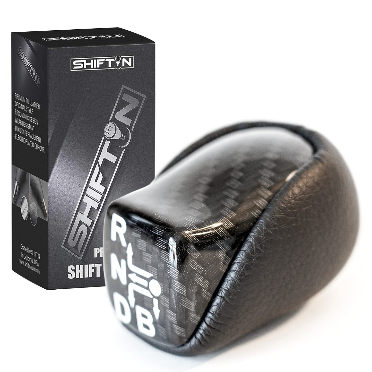 SHIFTIN Black Carbon Fiber Gear Shift Knob for Toyota Prius Prime Plug - in Hybrid AWD - e - ps254