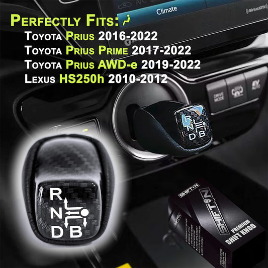 SHIFTIN Black Carbon Fiber Gear Shift Knob for Toyota Prius Prime Plug - in Hybrid AWD - e - ps254