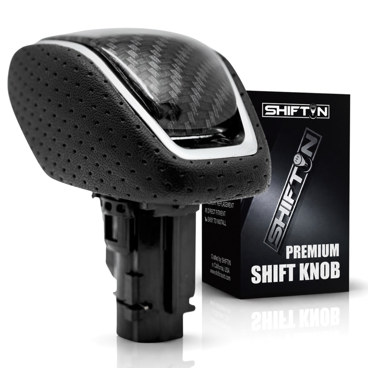 SHIFTIN Carbon Fiber Gear Shift Knob for Toyota Highlander 2020-2026 Black Leather / Carbon Fiber Pattern