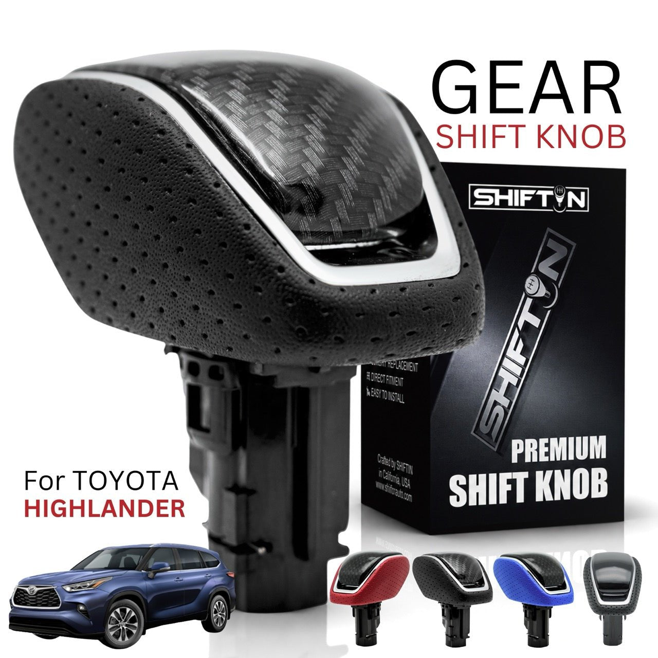 SHIFTIN Carbon Fiber Gear Shift Knob for Toyota Highlander 2020-2026 - DBZZp