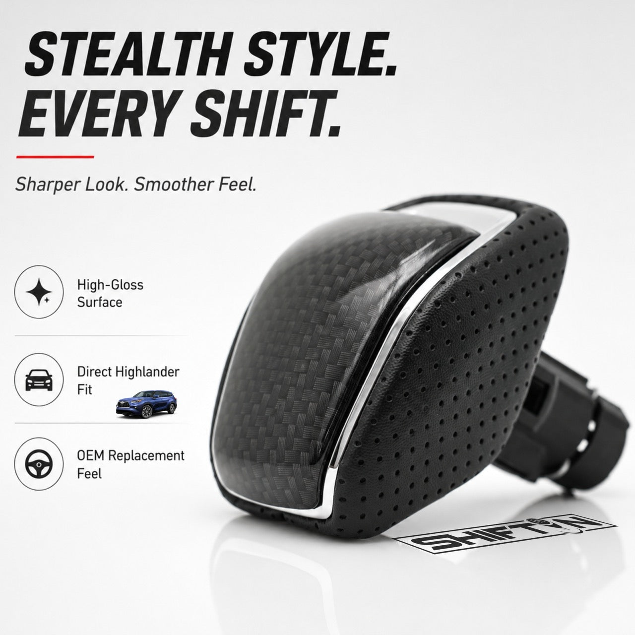 Replacement-Gear-Shift-Knob-for-Toyota-Highlander-2020-2026-Carbon-Fiber