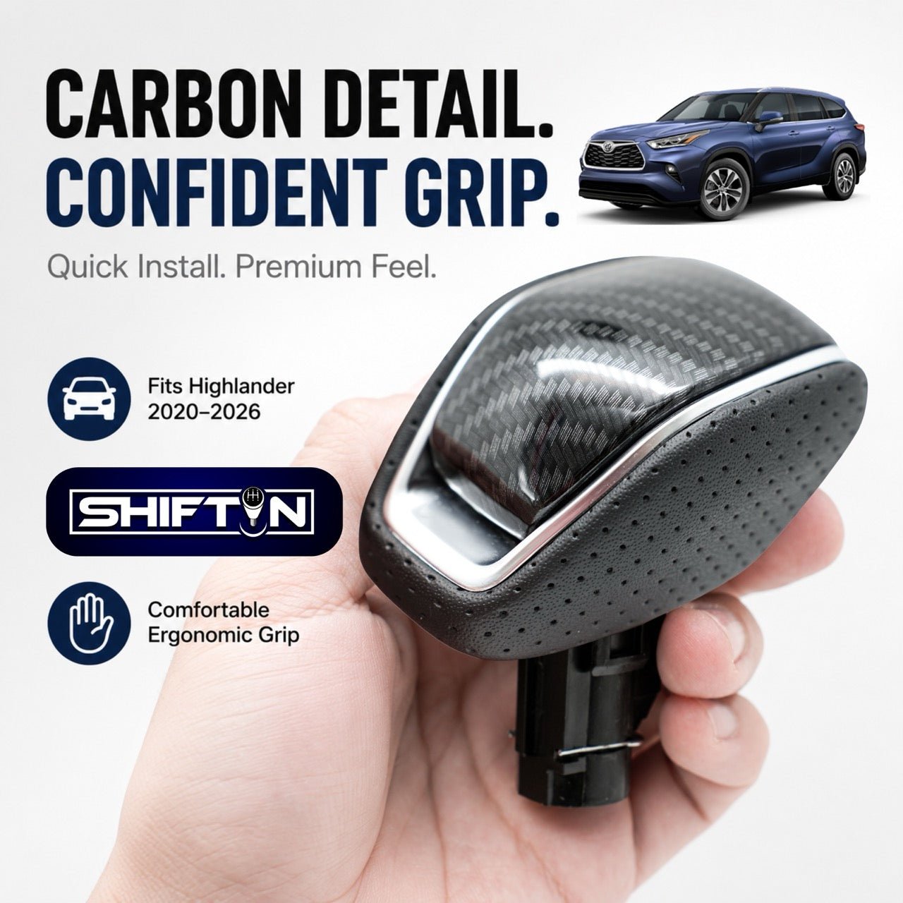 Replacement-Gear-Shift-Knob-for-Toyota-Highlander-2020-2026-Carbon-Fiber