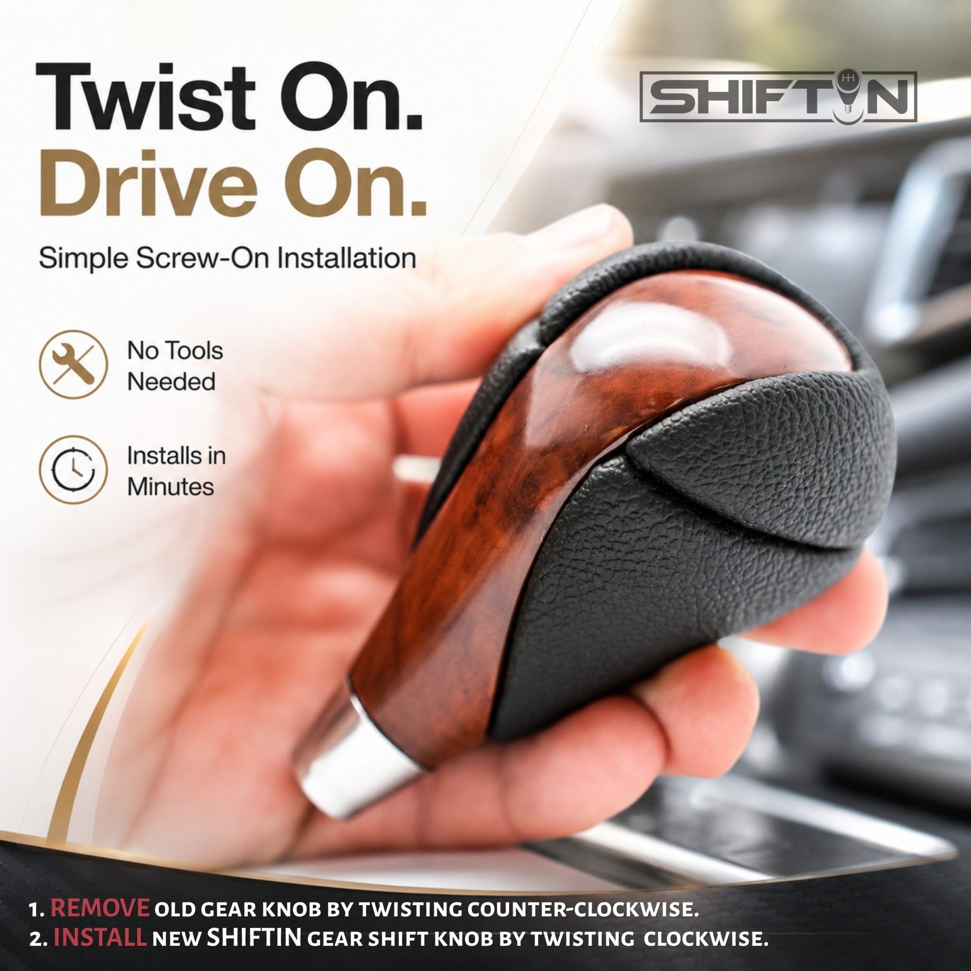 SHIFTIN Gear Shift Knob for Lexus ES300h ES350 GS300 GS350 GS430 GS450h GS460 IS250 IS300 IS350 LS460 LS600h RX350 RX450h - RB249
