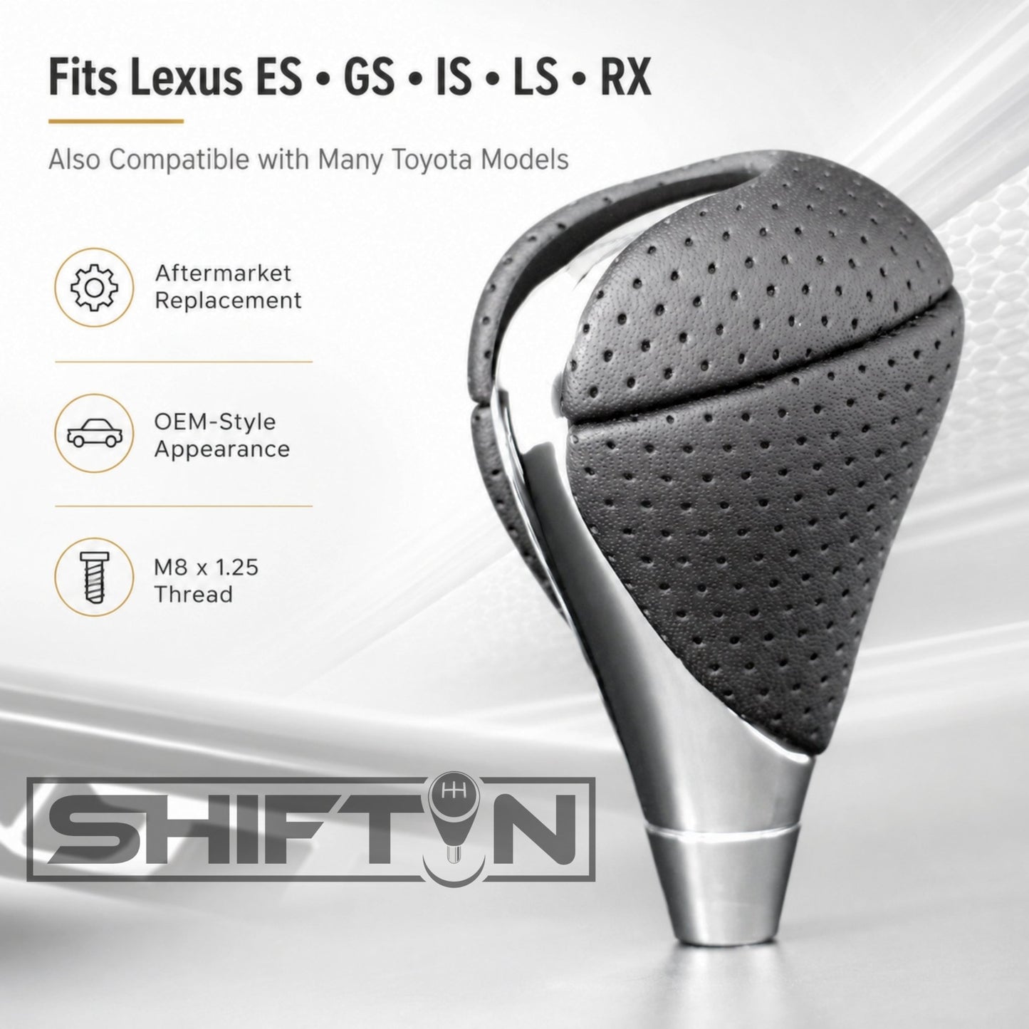 SHIFTIN Gear Shift Knob for Lexus ES300h ES350 GS300 GS350 GS430 GS450h GS460 IS250 IS300 IS350 LS460 LS600h RX350 RX450h - RBCHp