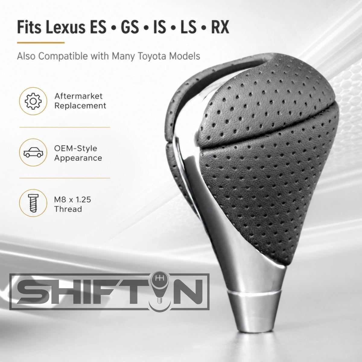 SHIFTIN Gear Shift Knob for Lexus ES300h ES350 GS300 GS350 GS430 GS450h GS460 IS250 IS300 IS350 LS460 LS600h RX350 RX450h - RBCHp