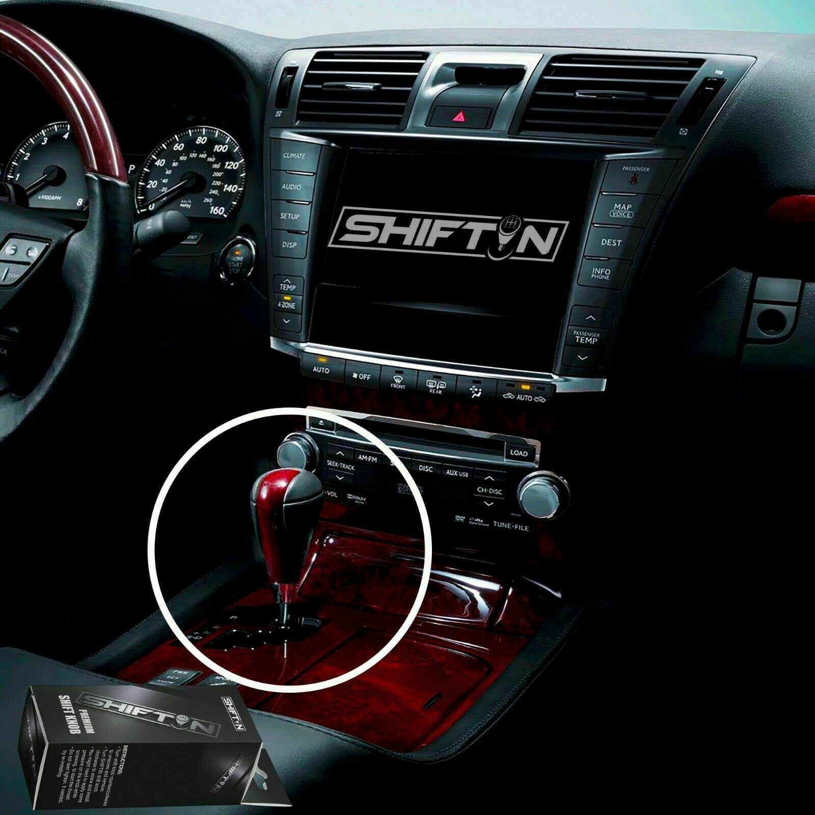 SHIFTIN Gear Shift Knob for Lexus ES300h ES350 GS300 GS350 GS430 GS450h GS460 IS250 IS300 IS350 LS460 LS600h RX350 RX450h - RBCR
