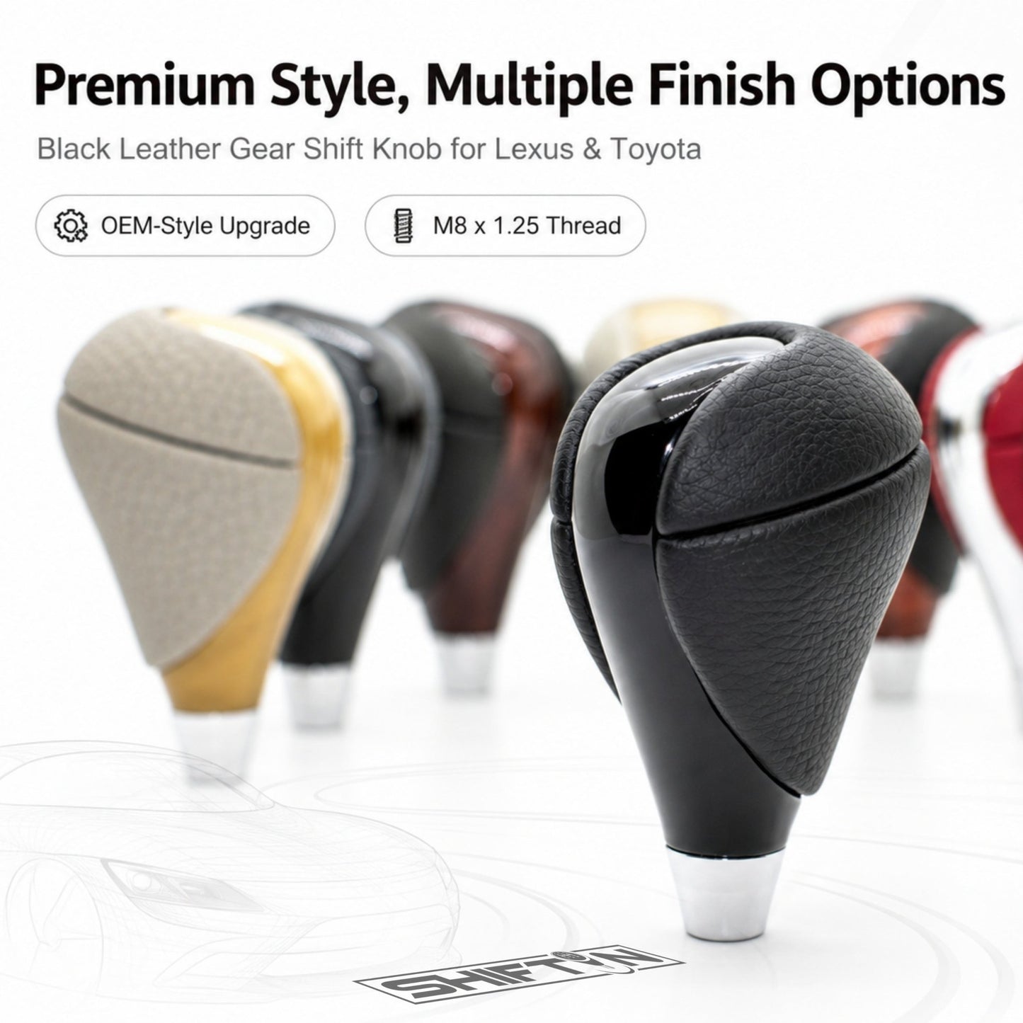 SHIFTIN Gear Shift Knob for Lexus ES300h ES350 GS300 GS350 GS430 GS450h GS460 IS250 IS300 IS350 LS460 LS600h RX350 RX450h - RBPB