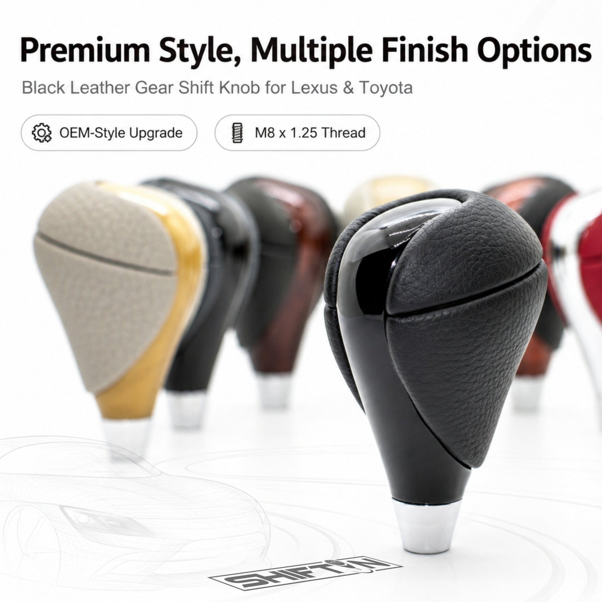 SHIFTIN Gear Shift Knob for Lexus ES300h ES350 GS300 GS350 GS430 GS450h GS460 IS250 IS300 IS350 LS460 LS600h RX350 RX450h - RBPB