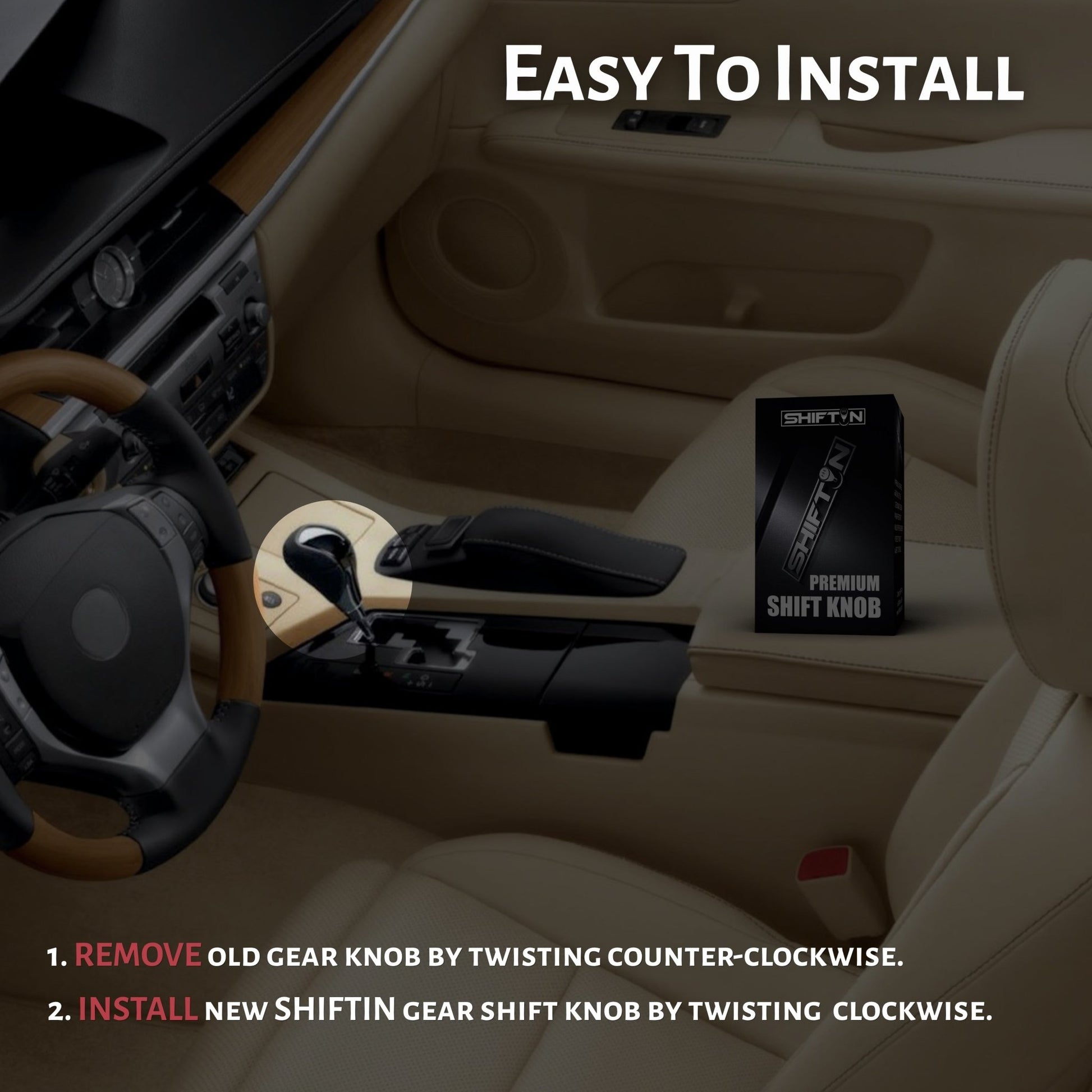 SHIFTIN Gear Shift Knob for Lexus ES300h ES350 GS300 GS350 GS430 GS450h GS460 IS250 IS300 IS350 LS460 LS600h RX350 RX450h - RBPBp