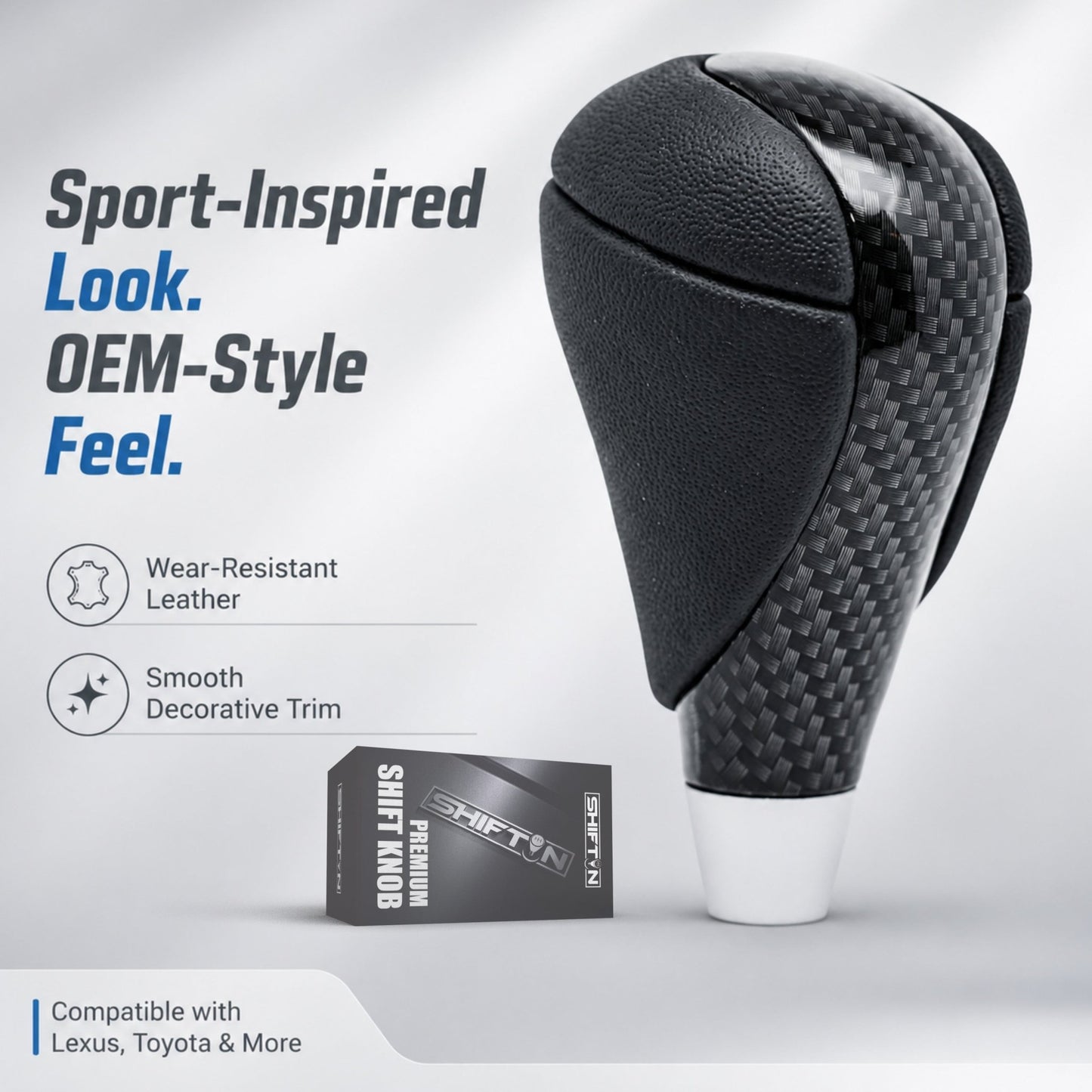 SHIFTIN Gear Shift Knob for Lexus ES300h ES350 GS300 GS350 GS430 GS450h GS460 IS250 IS300 IS350 LS460 LS600h RX350 RX450h - RBZ