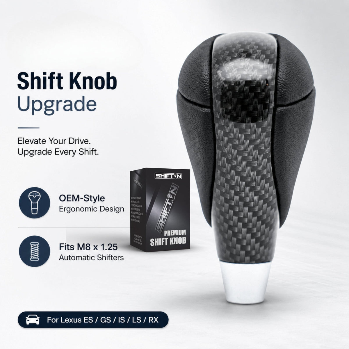 SHIFTIN Gear Shift Knob for Lexus ES300h ES350 GS300 GS350 GS430 GS450h GS460 IS250 IS300 IS350 LS460 LS600h RX350 RX450h - RBZ