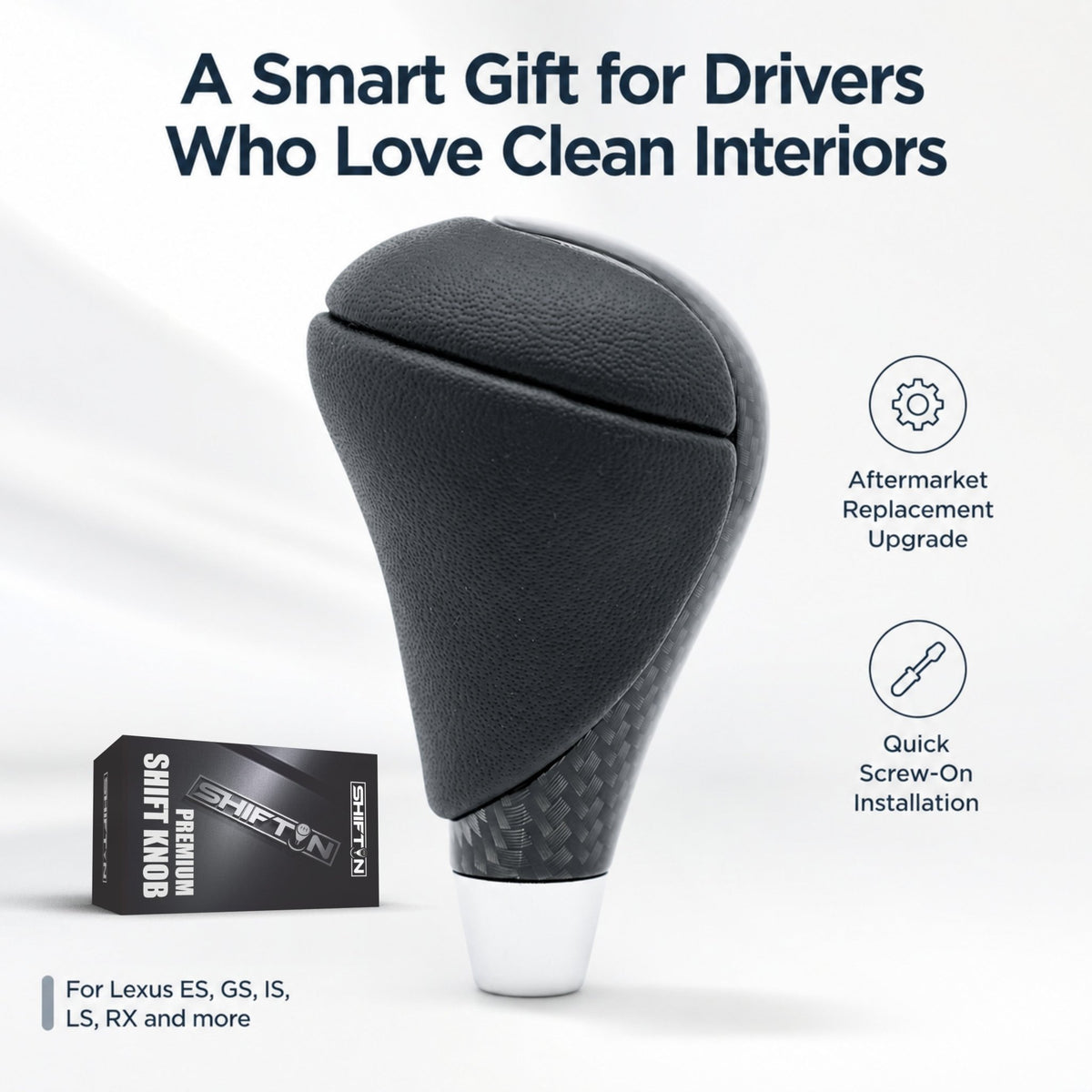 SHIFTIN Gear Shift Knob for Lexus ES300h ES350 GS300 GS350 GS430 GS450h GS460 IS250 IS300 IS350 LS460 LS600h RX350 RX450h - RBZ