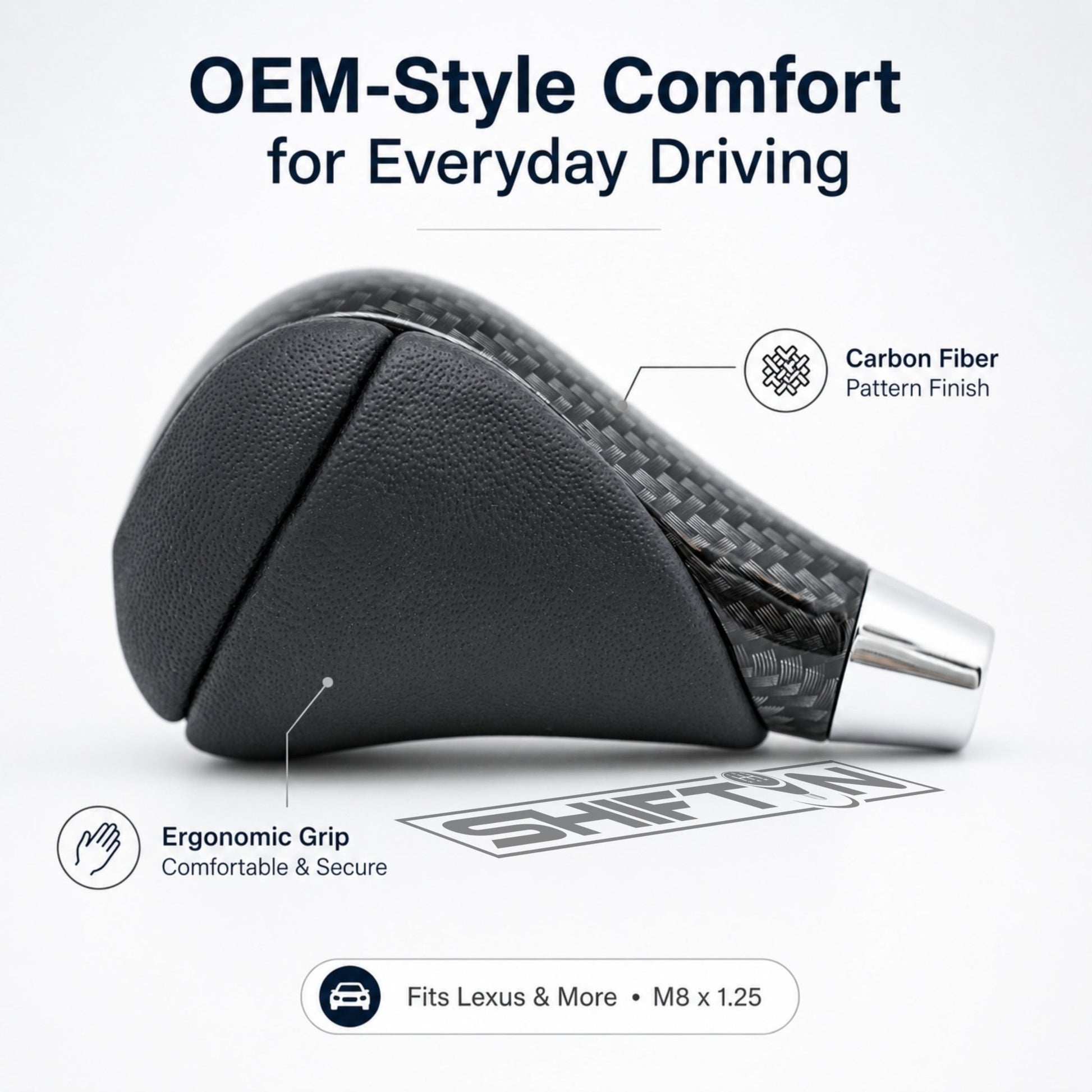SHIFTIN Gear Shift Knob for Lexus ES300h ES350 GS300 GS350 GS430 GS450h GS460 IS250 IS300 IS350 LS460 LS600h RX350 RX450h - RBZ