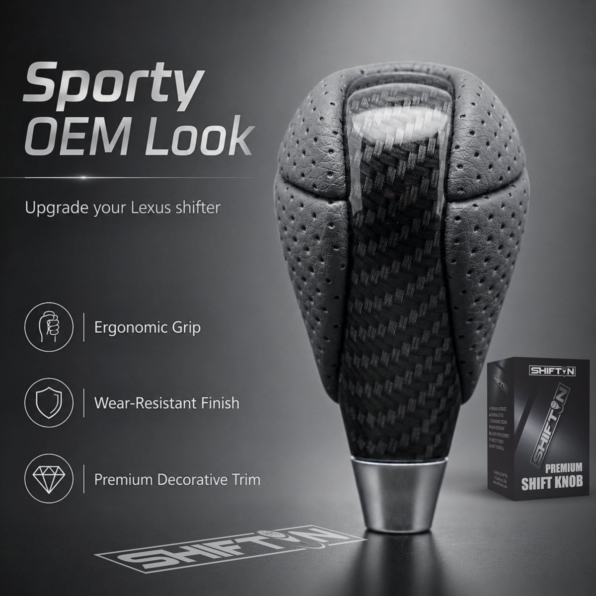 SHIFTIN Gear Shift Knob for Lexus ES300h ES350 GS300 GS350 GS430 GS450h GS460 IS250 IS300 IS350 LS460 LS600h RX350 RX450h - RBZZp