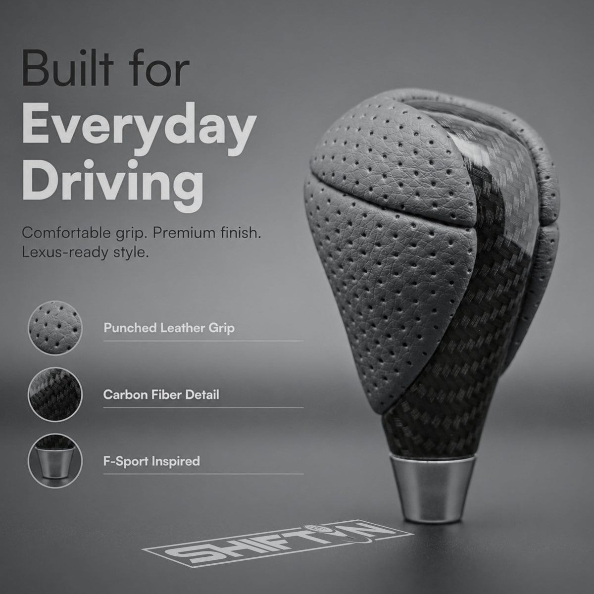 SHIFTIN Gear Shift Knob for Lexus ES300h ES350 GS300 GS350 GS430 GS450h GS460 IS250 IS300 IS350 LS460 LS600h RX350 RX450h - RBZZp