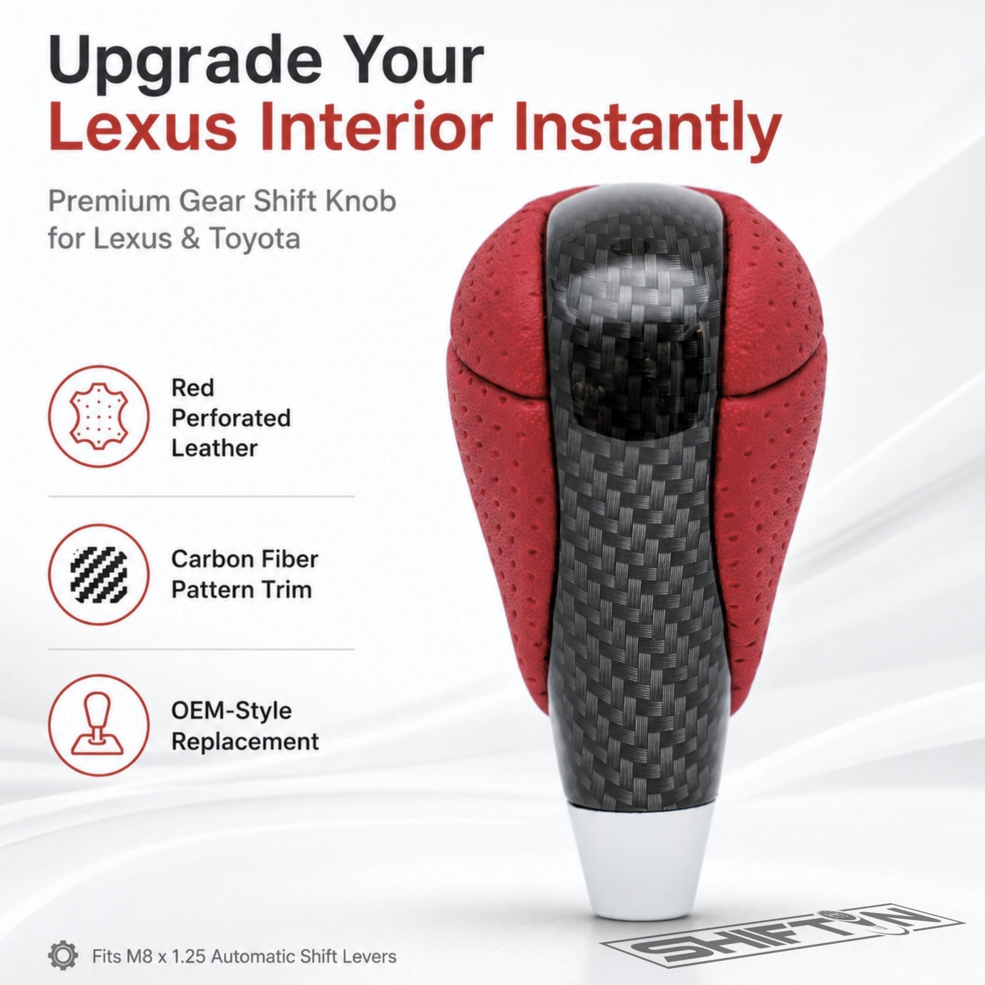 SHIFTIN Gear Shift Knob for Lexus ES300h ES350 GS300 GS350 GS430 GS450h GS460 IS250 IS300 IS350 LS600h RX450h - RRZZp