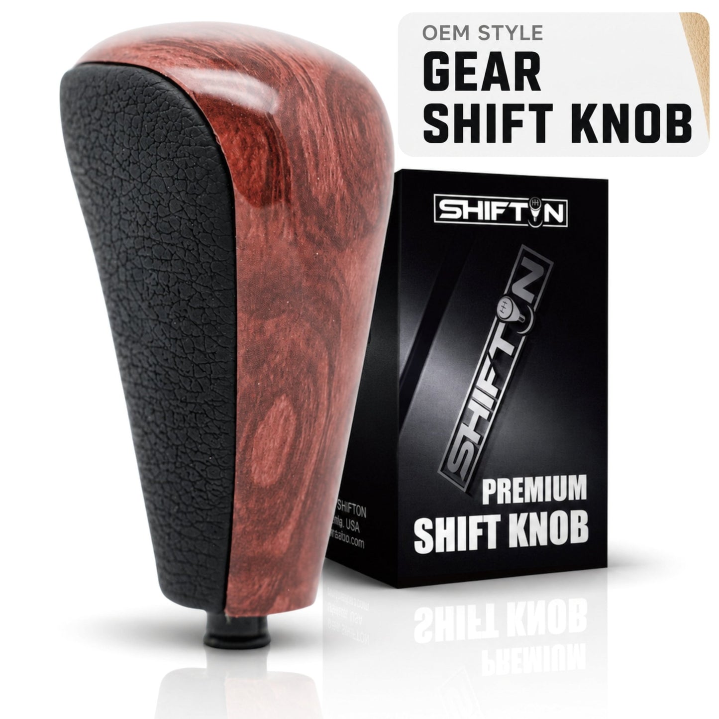 SHIFTIN Replacement Gear Shift Knob Shifter for Lexus GX470 2003 - 2009 UZJ12 and for Toyota Land Cruiser Prado 120 2002 - 2009 (Black Leather/Piano Black) - LXBWD