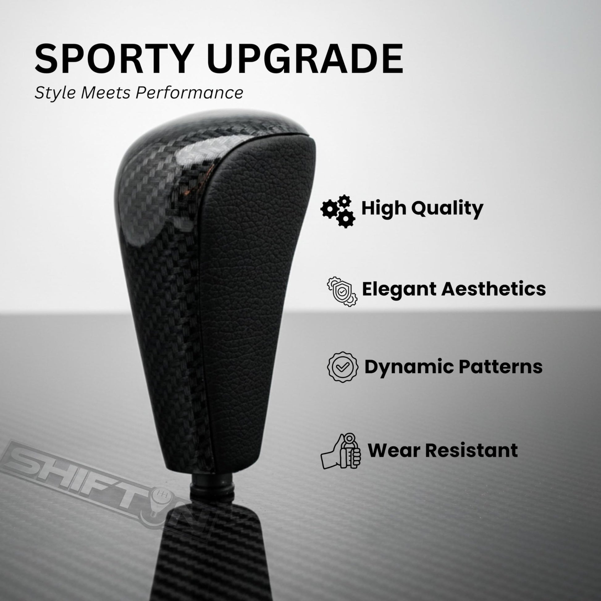 SHIFTIN Replacement Gear Shift Knob Shifter for Lexus GX470 2003 - 2009 UZJ12 and for Toyota Land Cruiser Prado 120 2002 - 2009 (Black Leather/Piano Black) - LXBZZ