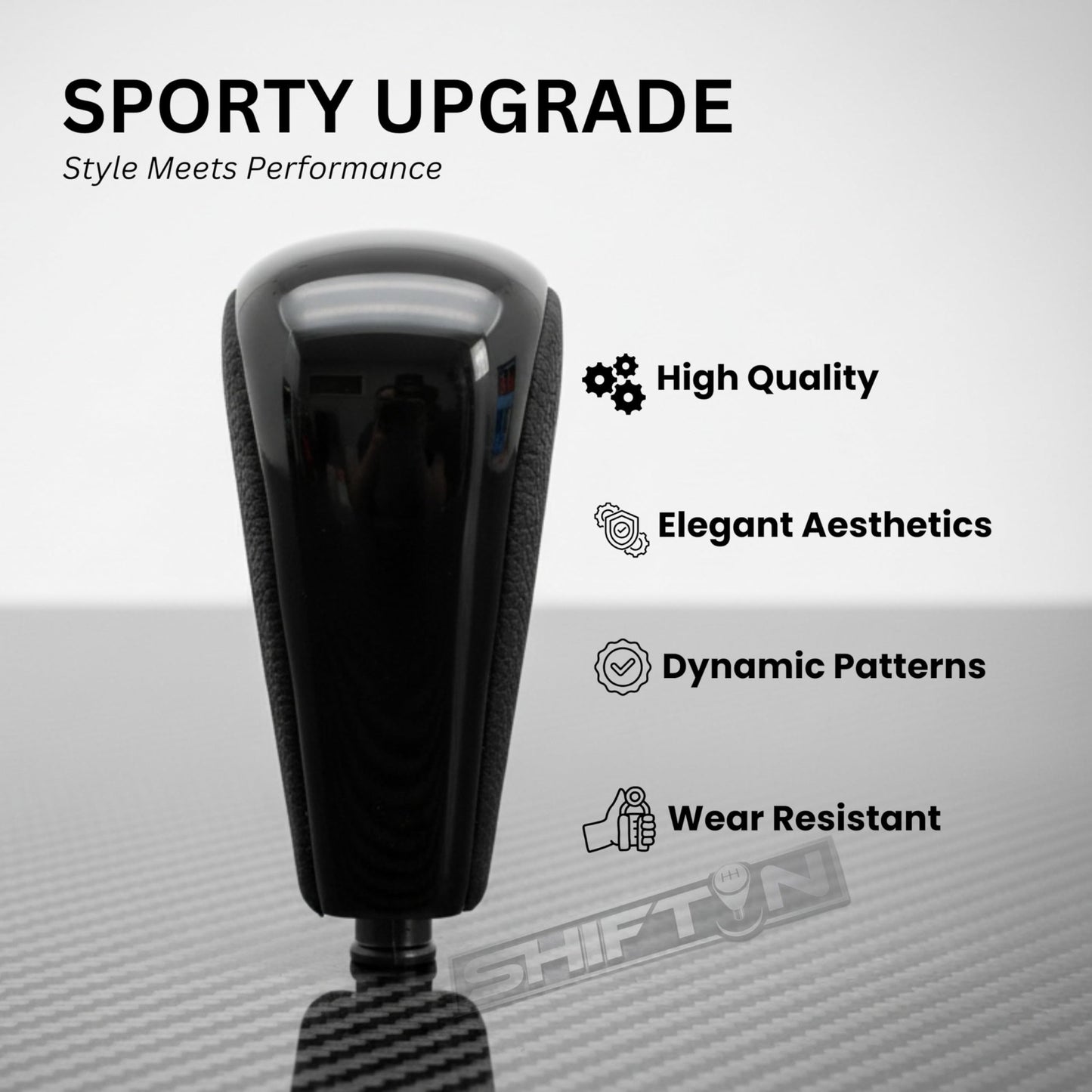 SHIFTIN Replacement Gear Shift Knob Shifter for Lexus GX470 2003 - 2009 UZJ12 and for Toyota Land Cruiser Prado 120 2002 - 2009 (Black Leather/Piano Black) - LXPB