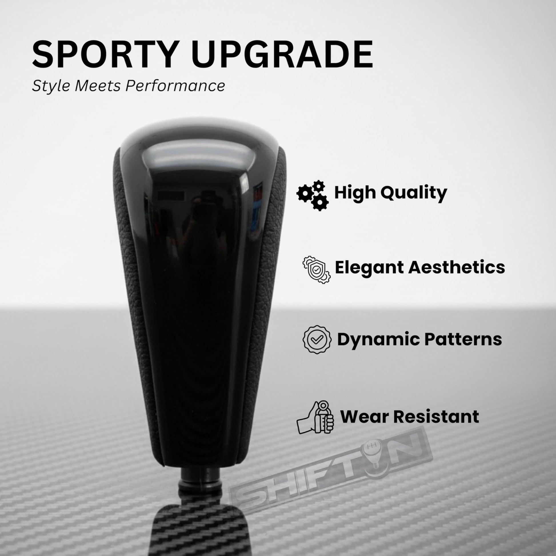 SHIFTIN Replacement Gear Shift Knob Shifter for Lexus GX470 2003 - 2009 UZJ12 and for Toyota Land Cruiser Prado 120 2002 - 2009 (Black Leather/Piano Black) - LXPB