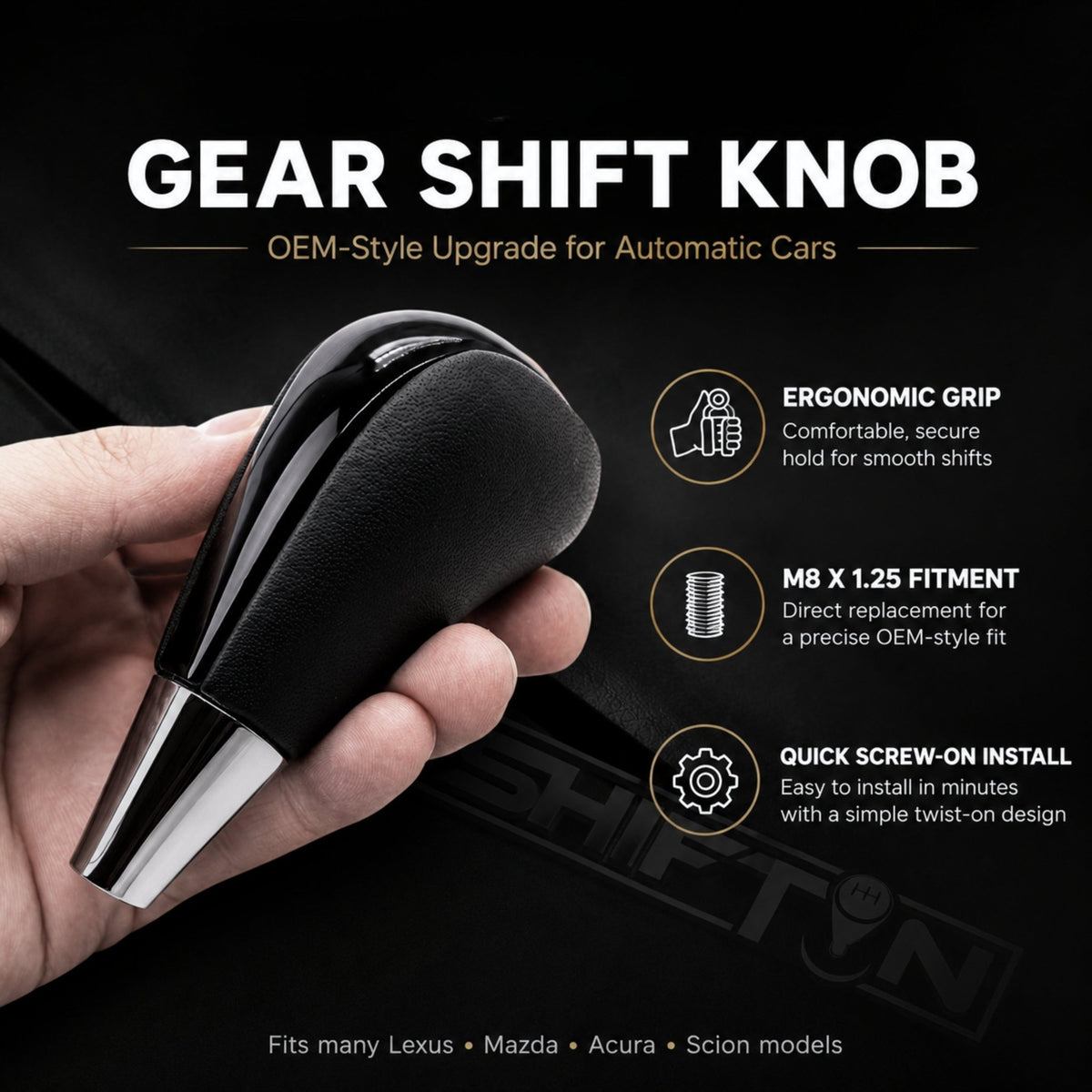 SHIFTIN Gear Shift Knob for Toyota Avalon Yaris 4Runner Sienna Camry Tacoma Rav-4 Matrix Corolla Venza & Lexus ES GS IS LS LX RX SC - XBPB