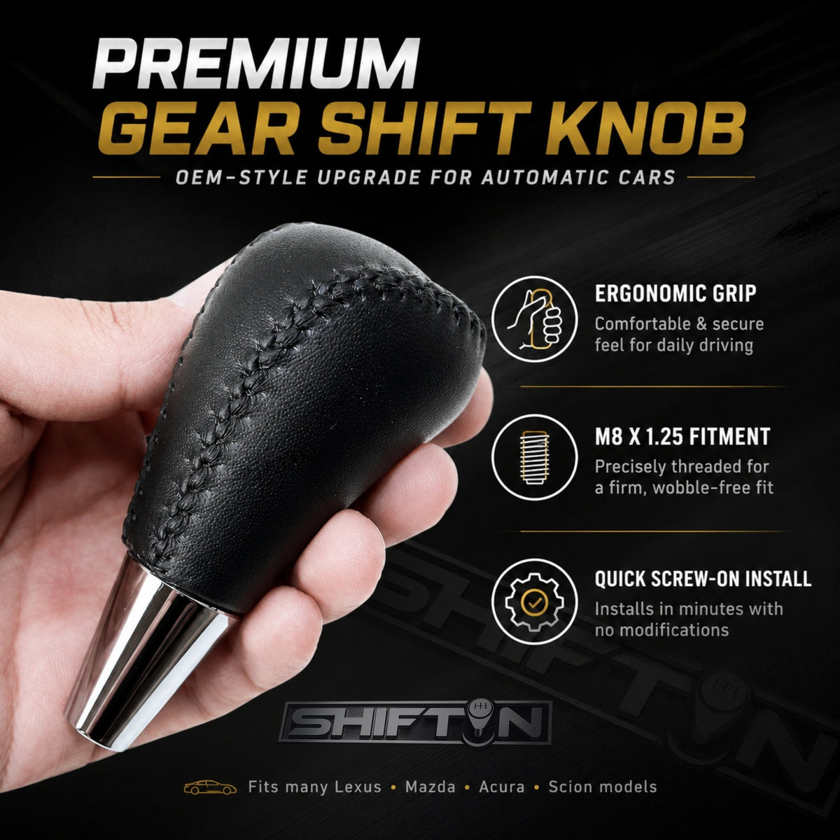 SHIFTIN Gear Shift Knob for Toyota Avalon Yaris 4Runner Sienna Camry Tacoma Rav-4 Matrix Corolla Venza & Lexus ES GS IS LS LX RX SC - XBLT