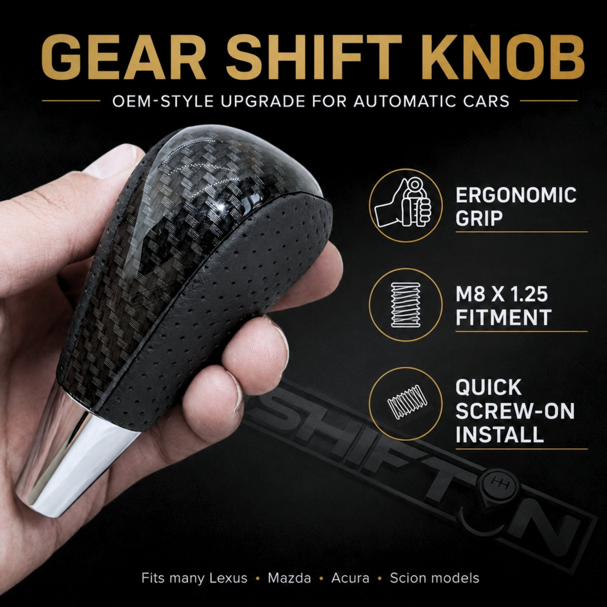 SHIFTIN Gear Shift Knob for Toyota Avalon Yaris 4Runner Sienna Camry Tacoma Rav-4 Matrix Corolla Venza & Lexus ES GS IS LS LX RX SC - XBZZp