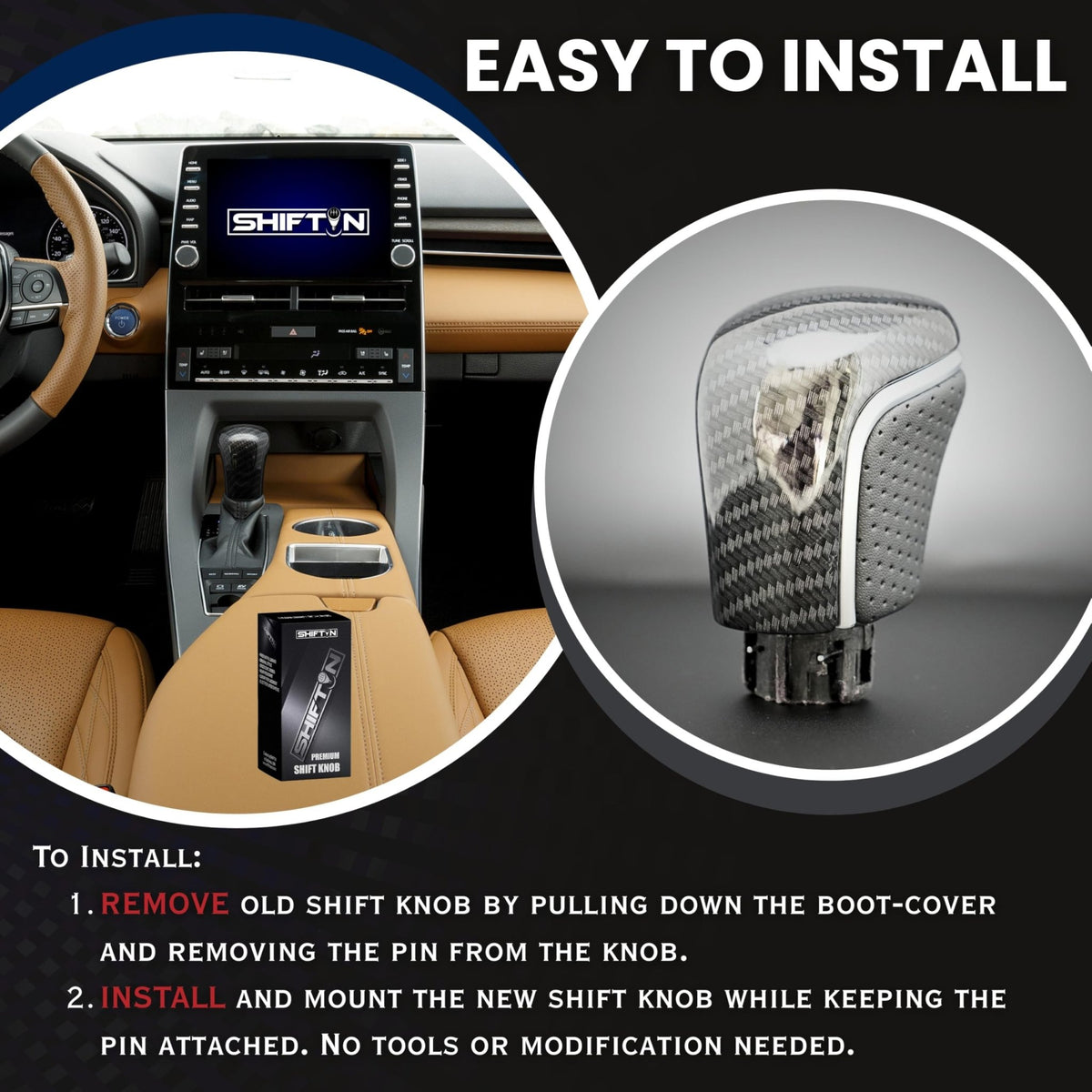 SHIFTIN Gear Shift Knob Gearbox Shifter for Toyota Camry (2018 - 2026) Corolla (2020 - 2026) Avalon (2019 - 2022) - NBZZp
