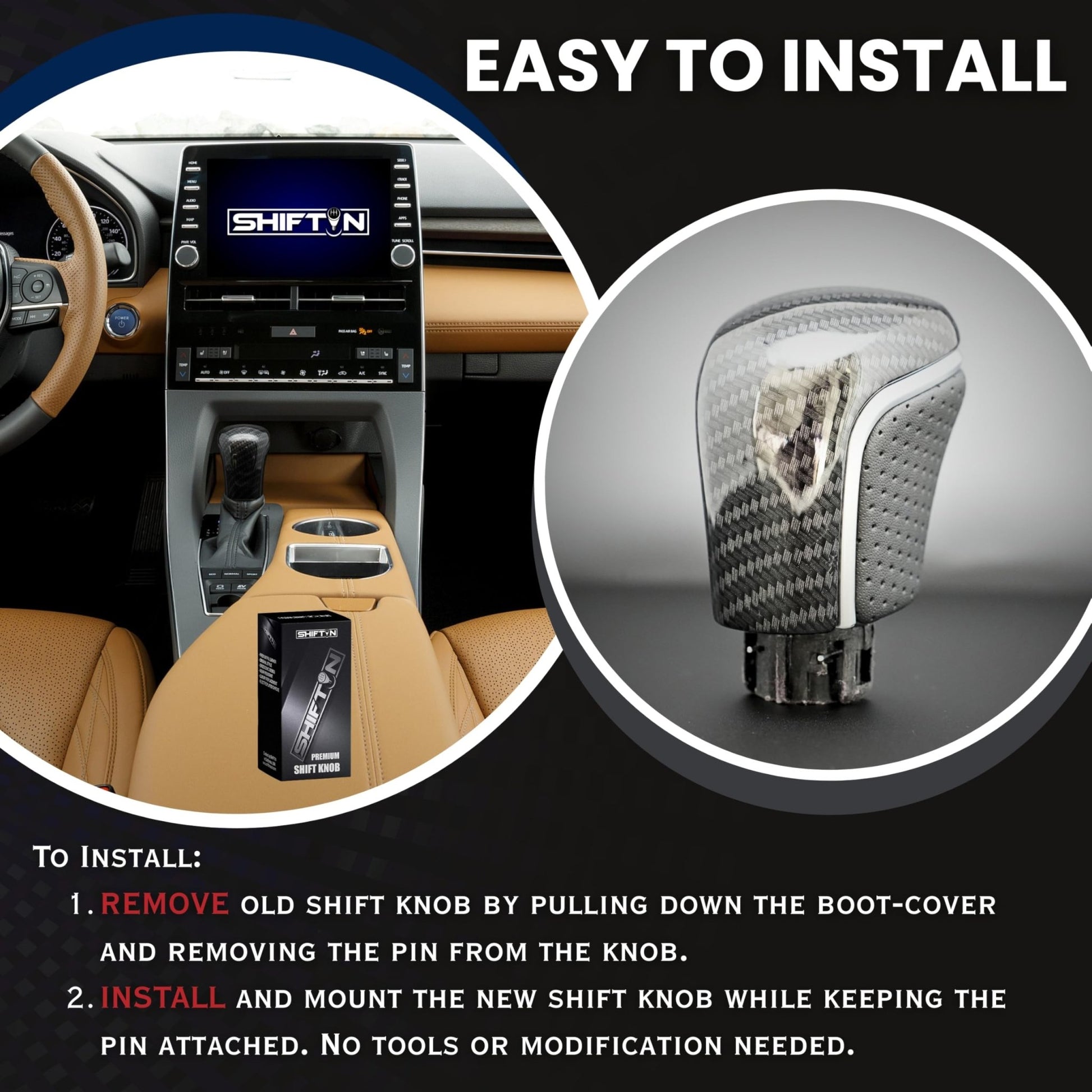 SHIFTIN Gear Shift Knob Gearbox Shifter for Toyota Camry (2018 - 2026) Corolla (2020 - 2026) Avalon (2019 - 2022) - NBZZp