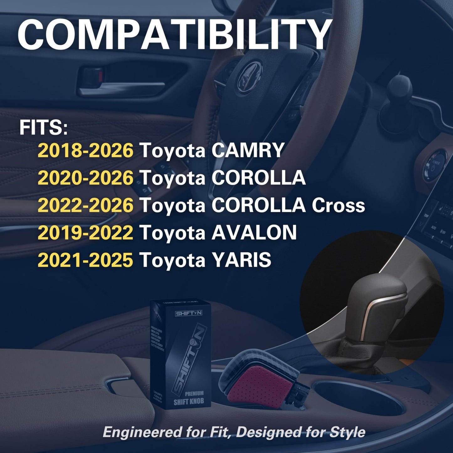 SHIFTIN Gear Shift Knob Gearbox Shifter for Toyota Camry (2018 - 2026) Corolla (2020 - 2026) Avalon (2019 - 2022) - NRZp