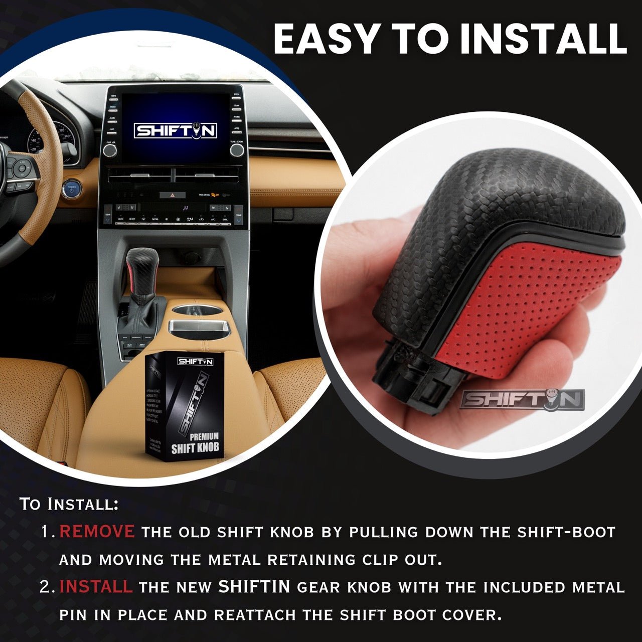 SHIFTIN Gear Shift Knob Gearbox Shifter for Toyota Camry (2018-2026) Corolla (2020-2026) Avalon (2019-2022) - NRZp-CL