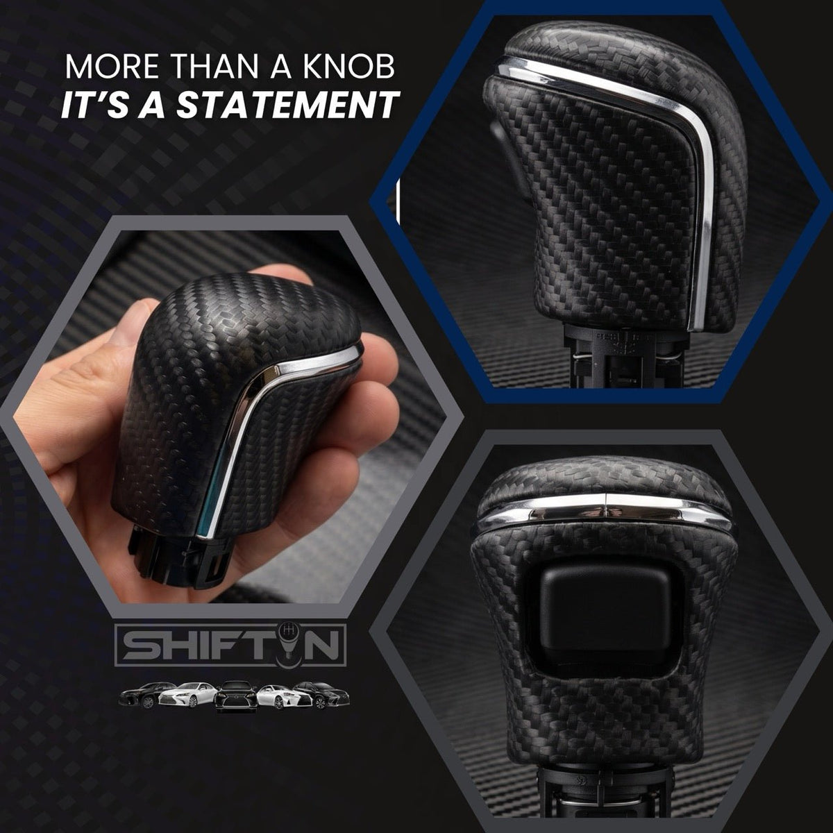 Gear Shift Knob Stick Shifter for Toyota Camry Avalon Corolla Cross Yaris-Carbon Leather