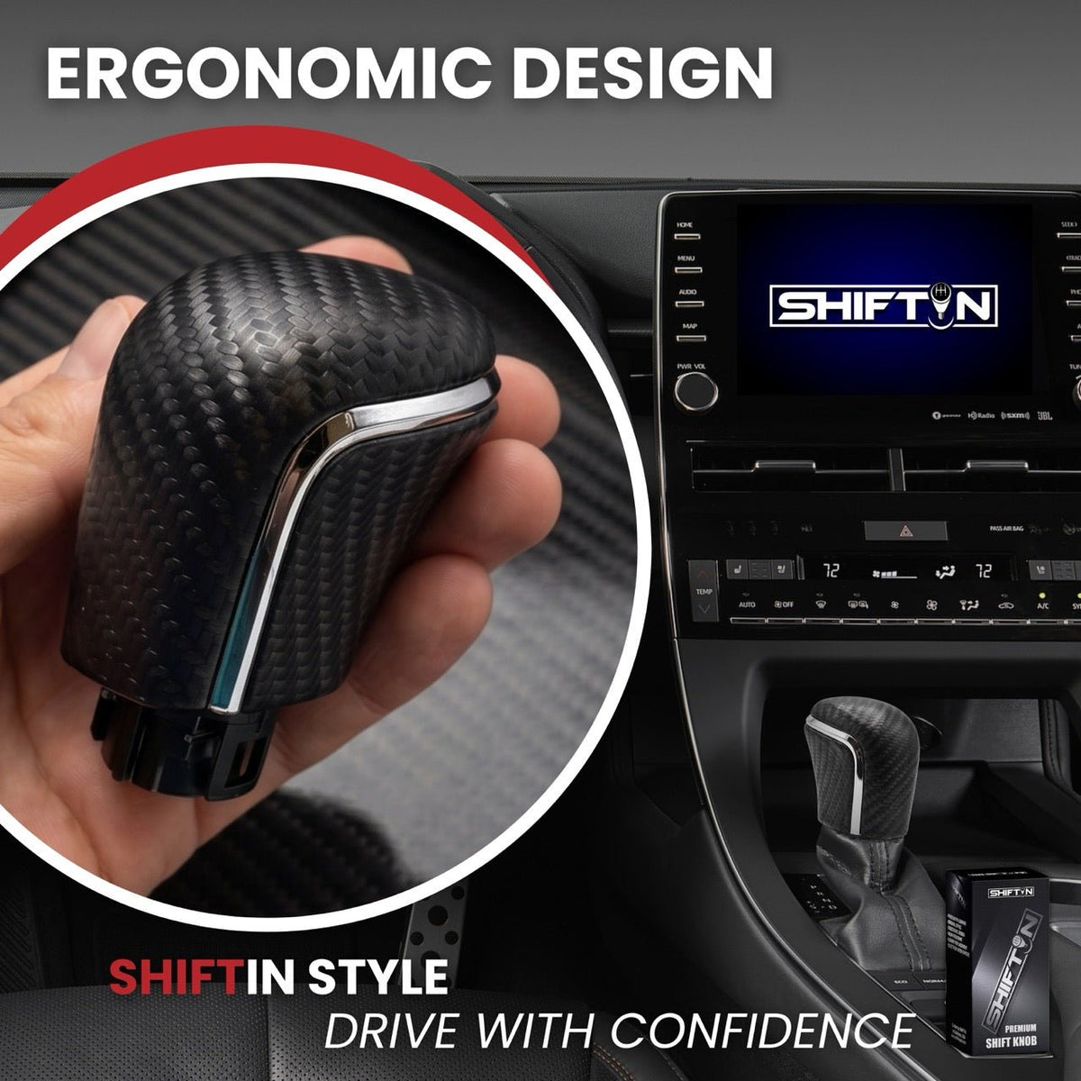 Gear Shift Knob Stick Shifter for Toyota Camry Avalon Corolla Cross Yaris-Carbon Leather