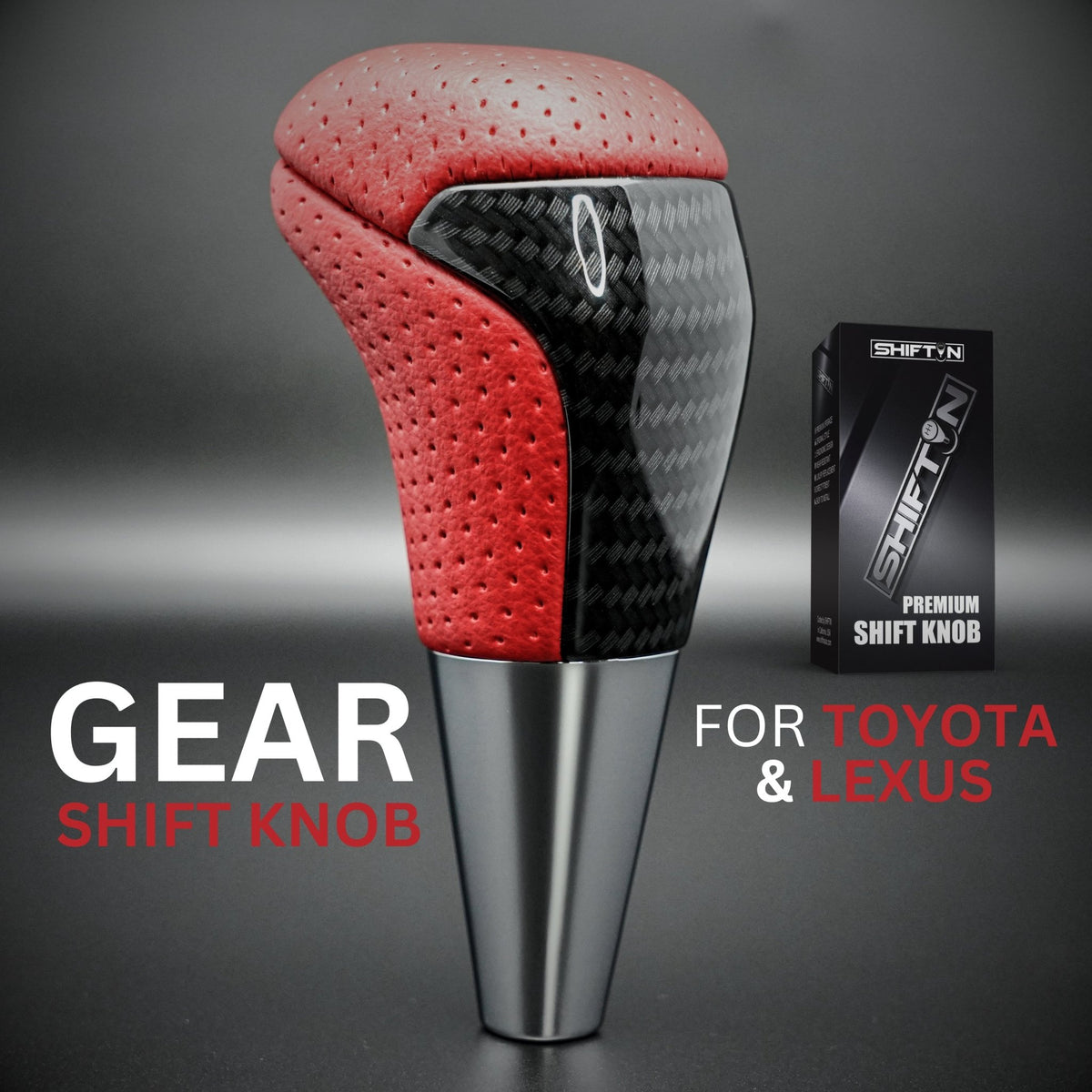 SHIFTIN-Car-Gear-Shift-Knob-Gearbox-Shifter-Head-for-Toyota-Land-Cruiser-FJ-4Runner-Sequoia-Tundra-Tacoma-Highlander-Fortuner-Hilux-Rav4-Prius-C-Lexus-LX-SUVs-Red-Leather-Carbon